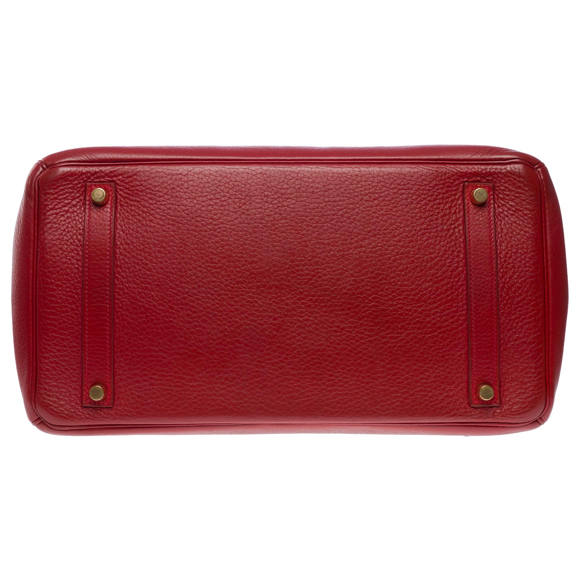 Stunning Hermès Birkin 35 handbag in Rouge Garance Togo leather, GHW For Sale 5