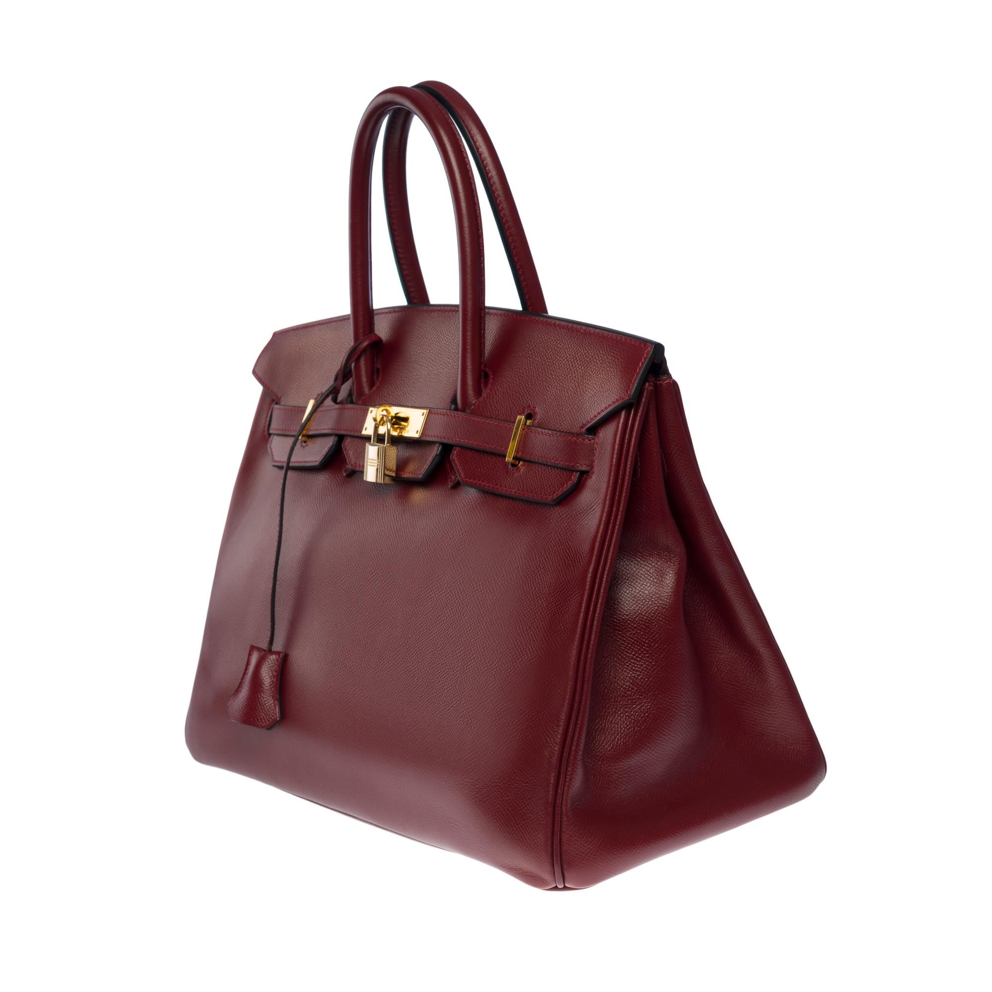 Stunning Hermès Birkin 35 handbag in Rouge H (Burgundy) epsom leather, GHW In Good Condition In Paris, IDF