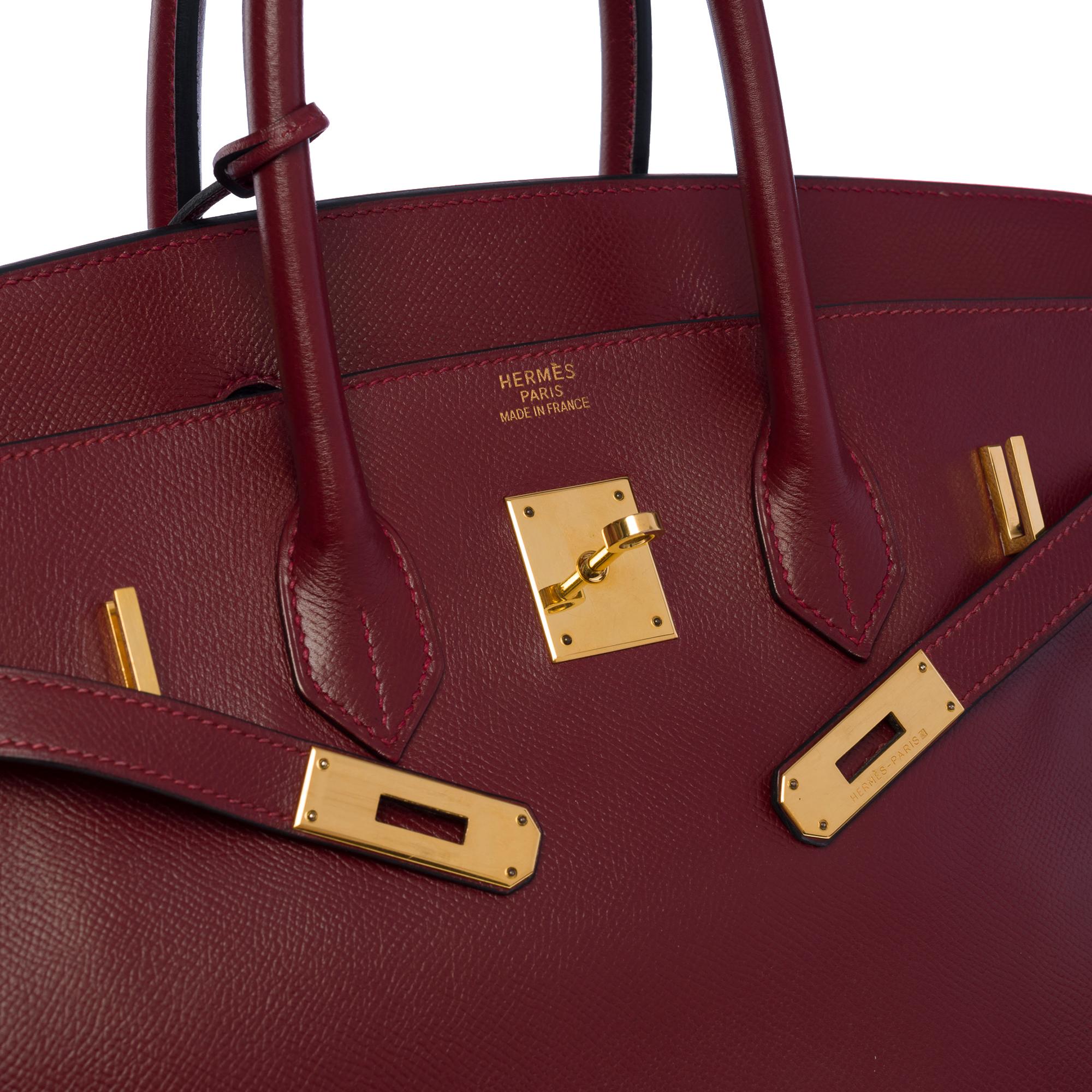 Stunning Hermès Birkin 35 handbag in Rouge H (Burgundy) epsom leather, GHW 1