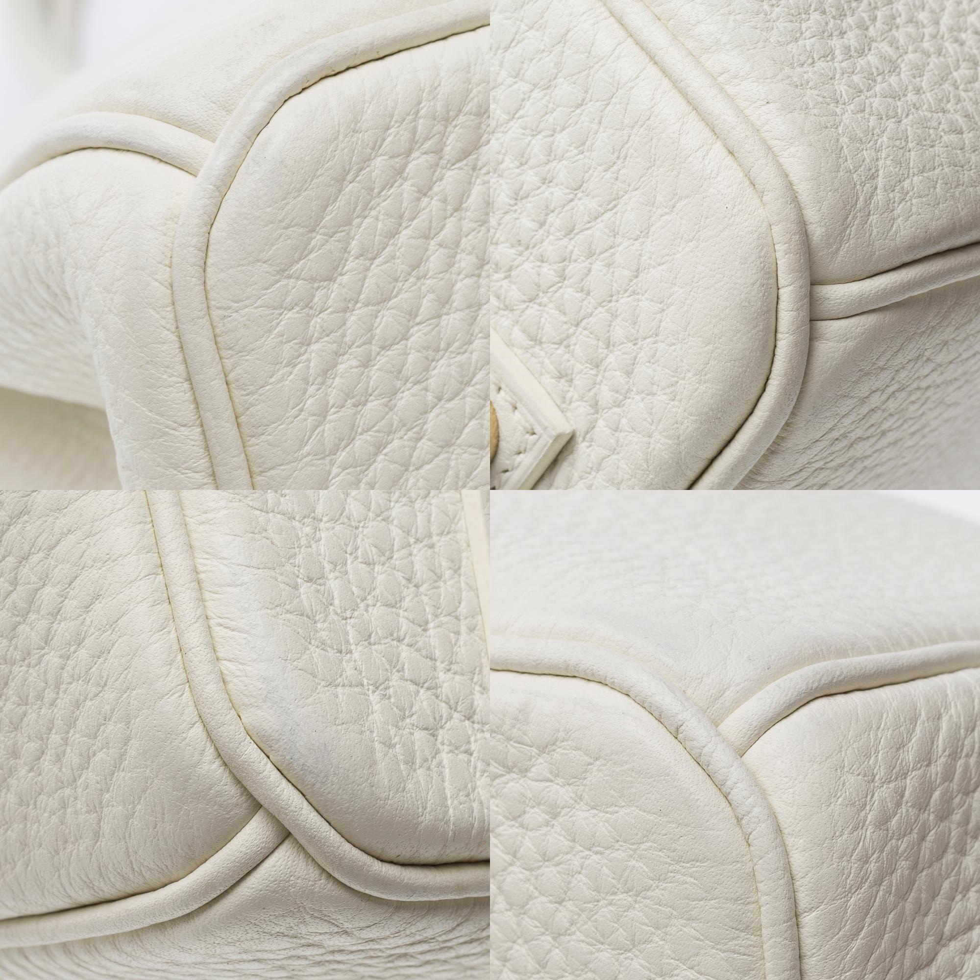 Magnifique sac à main Hermès Birkin 35 en cuir Taurillon Clemence blanc, GHW 7