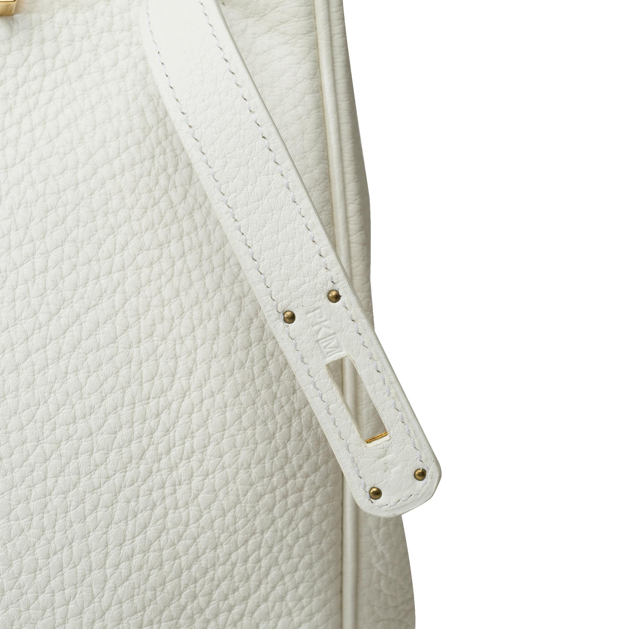 Magnifique sac à main Hermès Birkin 35 en cuir Taurillon Clemence blanc, GHW 3