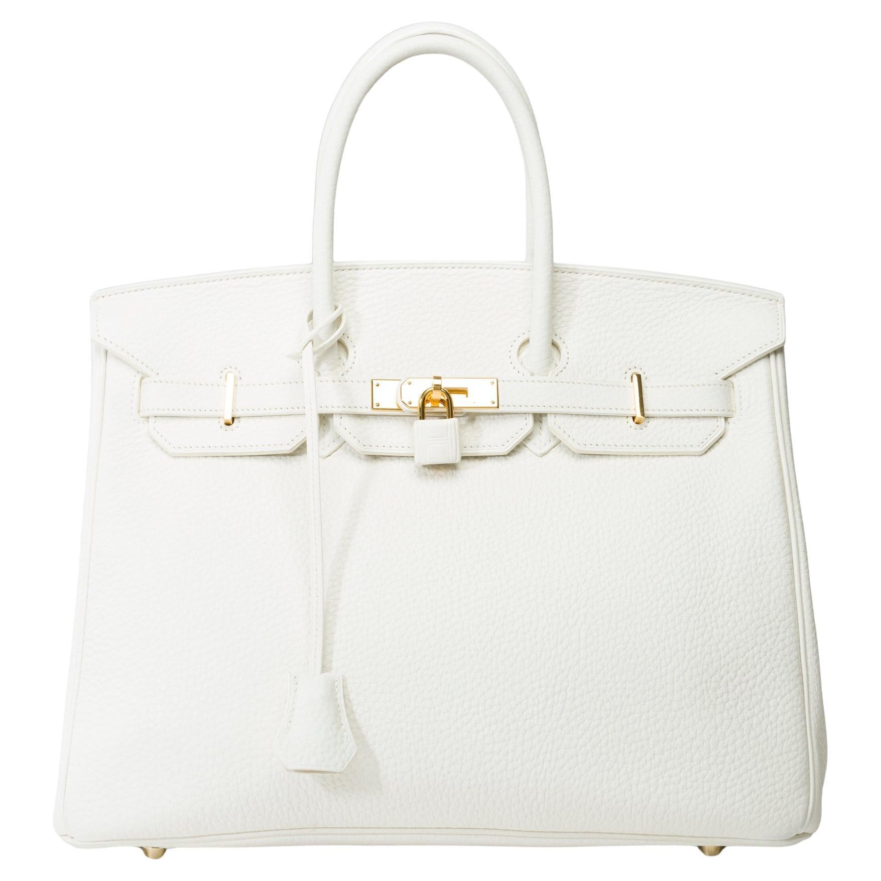 Stunning Hermès Birkin 35 handbag in White Taurillon Clemence leather, GHW