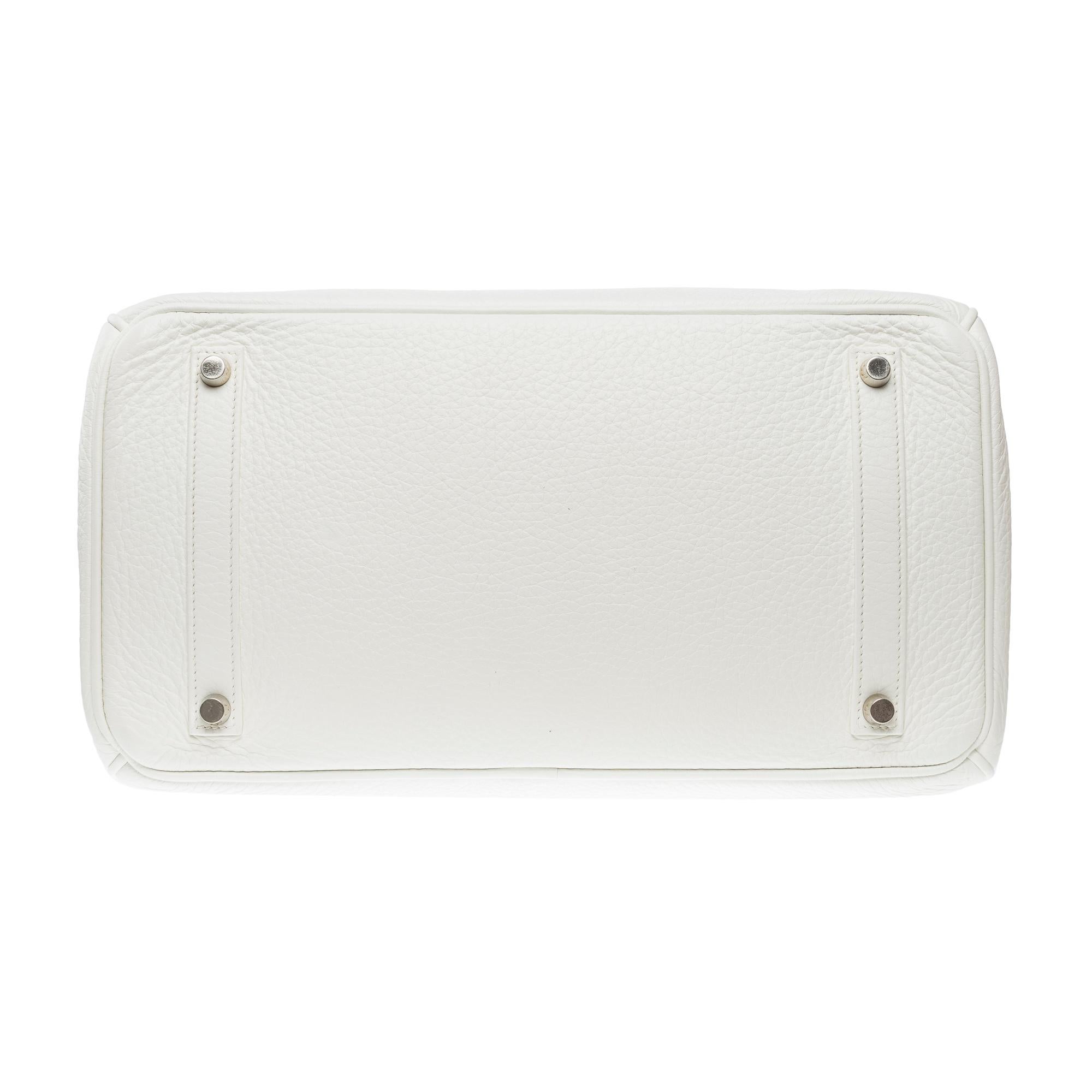 Stunning Hermès Birkin 35 handbag in White Taurillon Clemence leather, SHW 7
