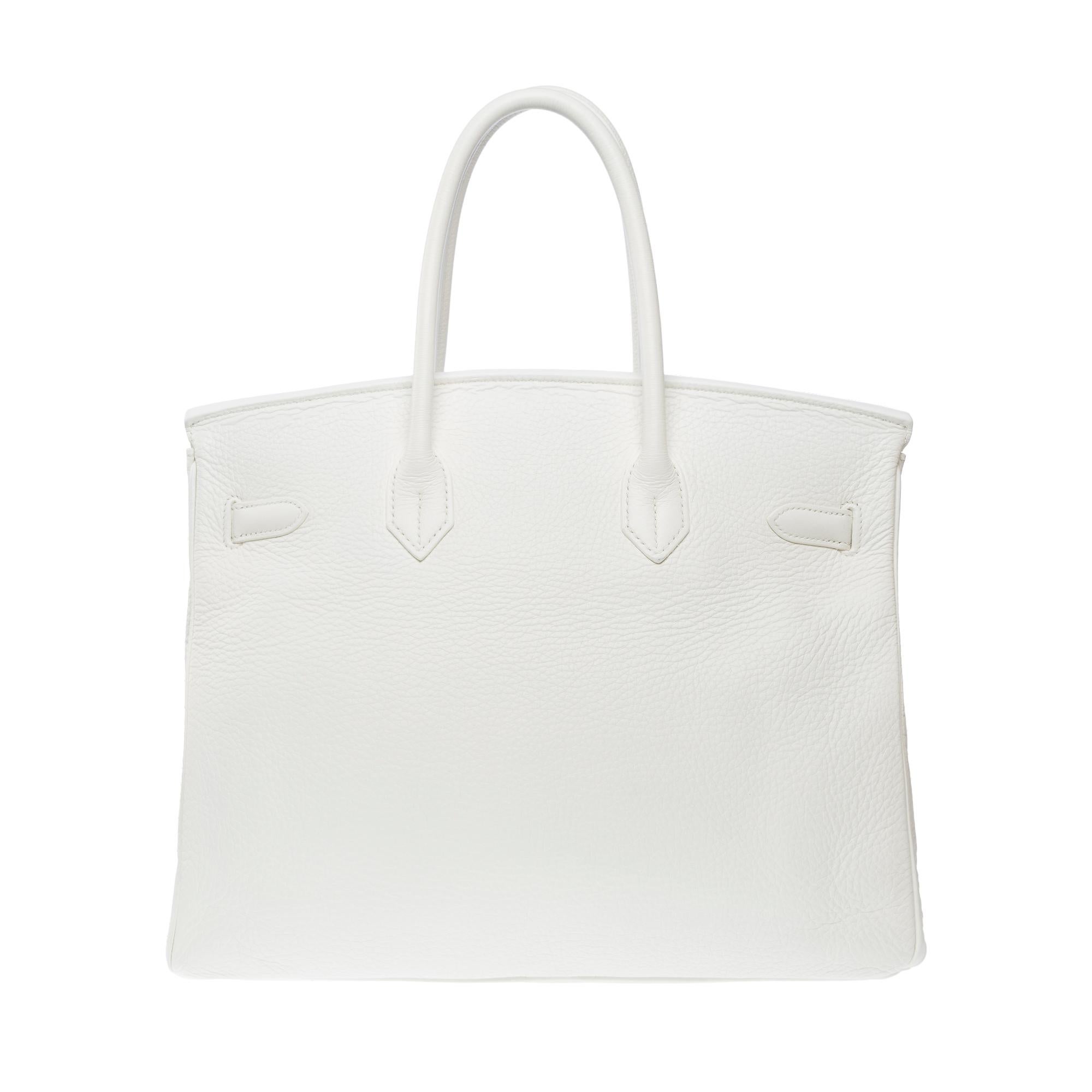 Women's or Men's Stunning Hermès Birkin 35 handbag in White Taurillon Clemence leather, SHW