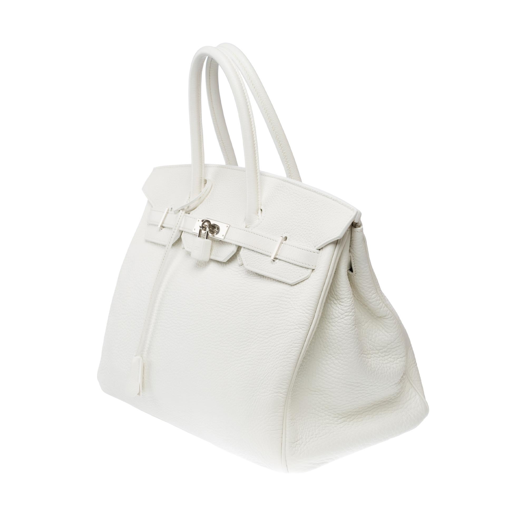 Stunning Hermès Birkin 35 handbag in White Taurillon Clemence leather, SHW 1