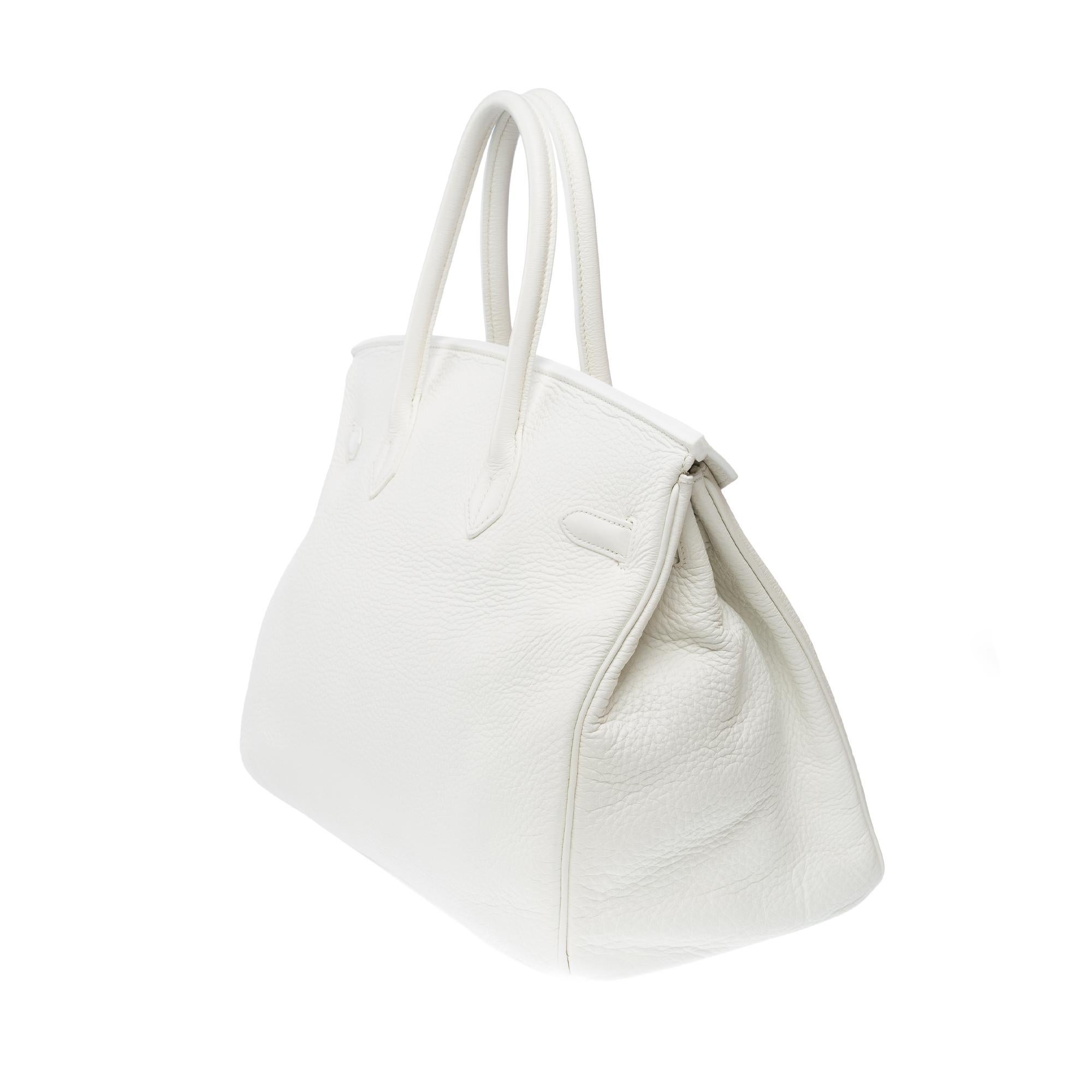Stunning Hermès Birkin 35 handbag in White Taurillon Clemence leather, SHW 2