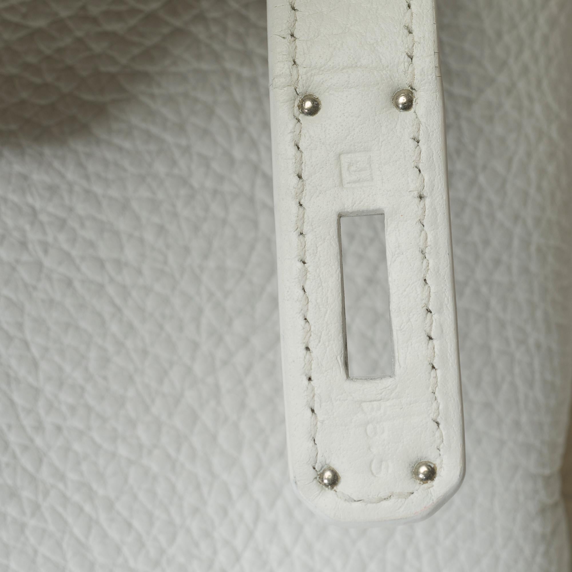 Stunning Hermès Birkin 35 handbag in White Taurillon Clemence leather, SHW 4