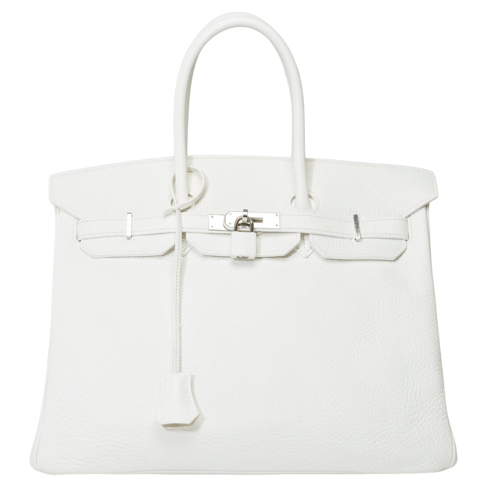 Stunning Hermès Birkin 35 handbag in White Taurillon Clemence leather, SHW