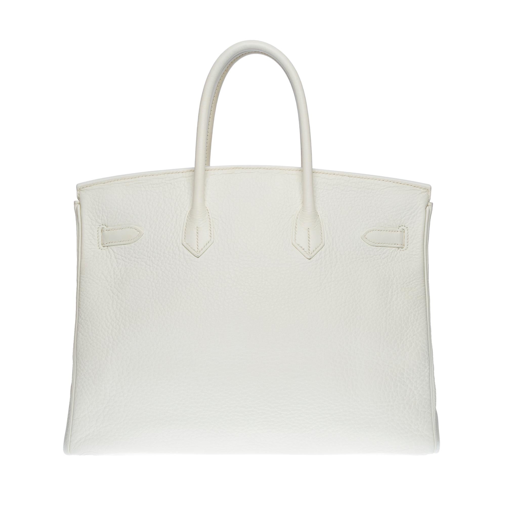 Stunning Hermès Birkin 35 handbag in white Togo leather, SHW In Good Condition In Paris, IDF