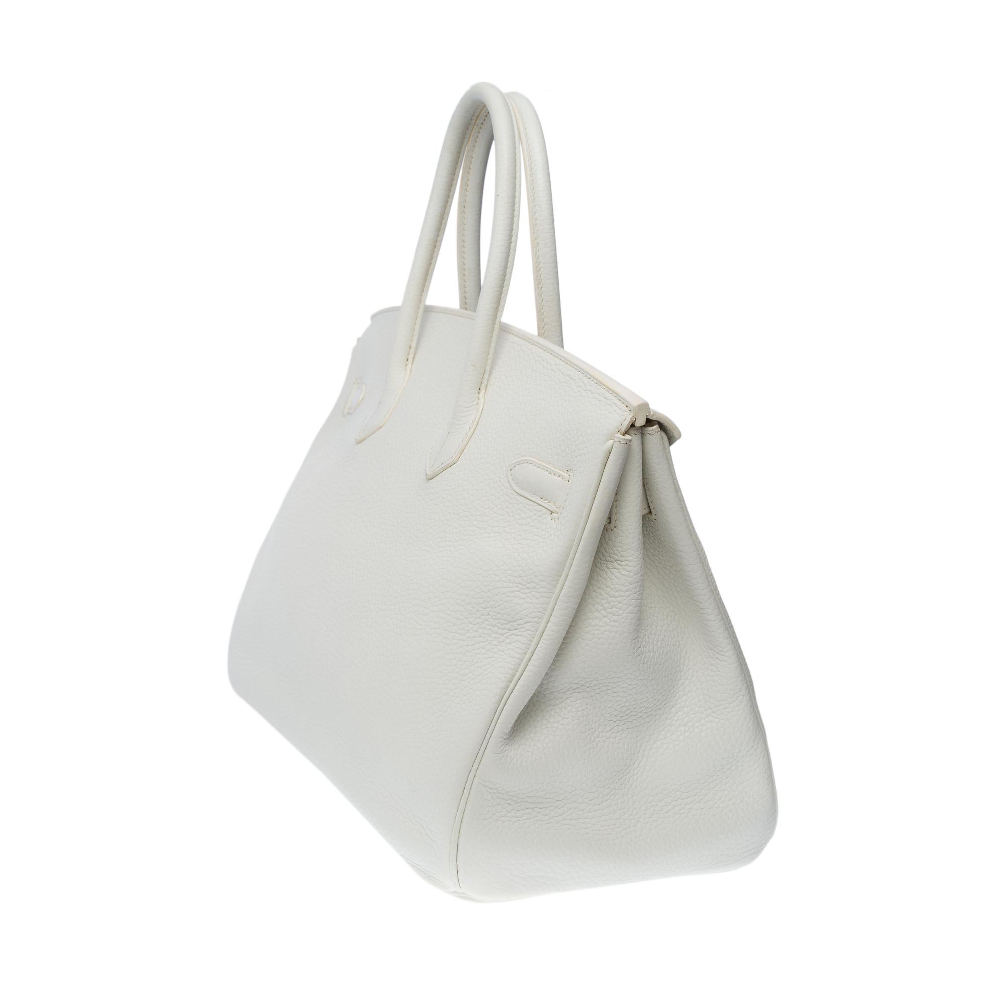 Stunning Hermès Birkin 35 handbag in white Togo leather, SHW In Good Condition In Paris, IDF