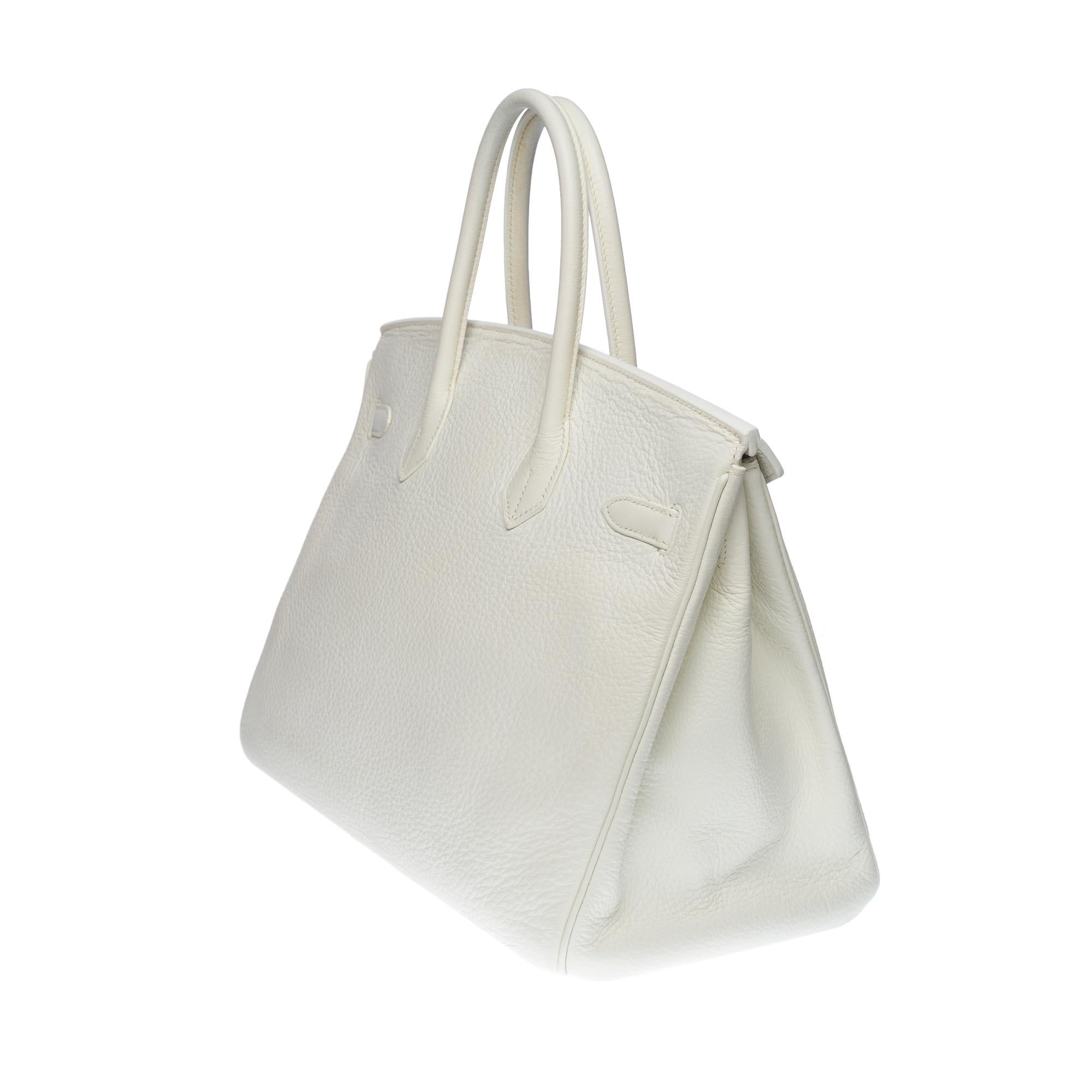 Stunning Hermès Birkin 35 handbag in white Togo leather, SHW 1