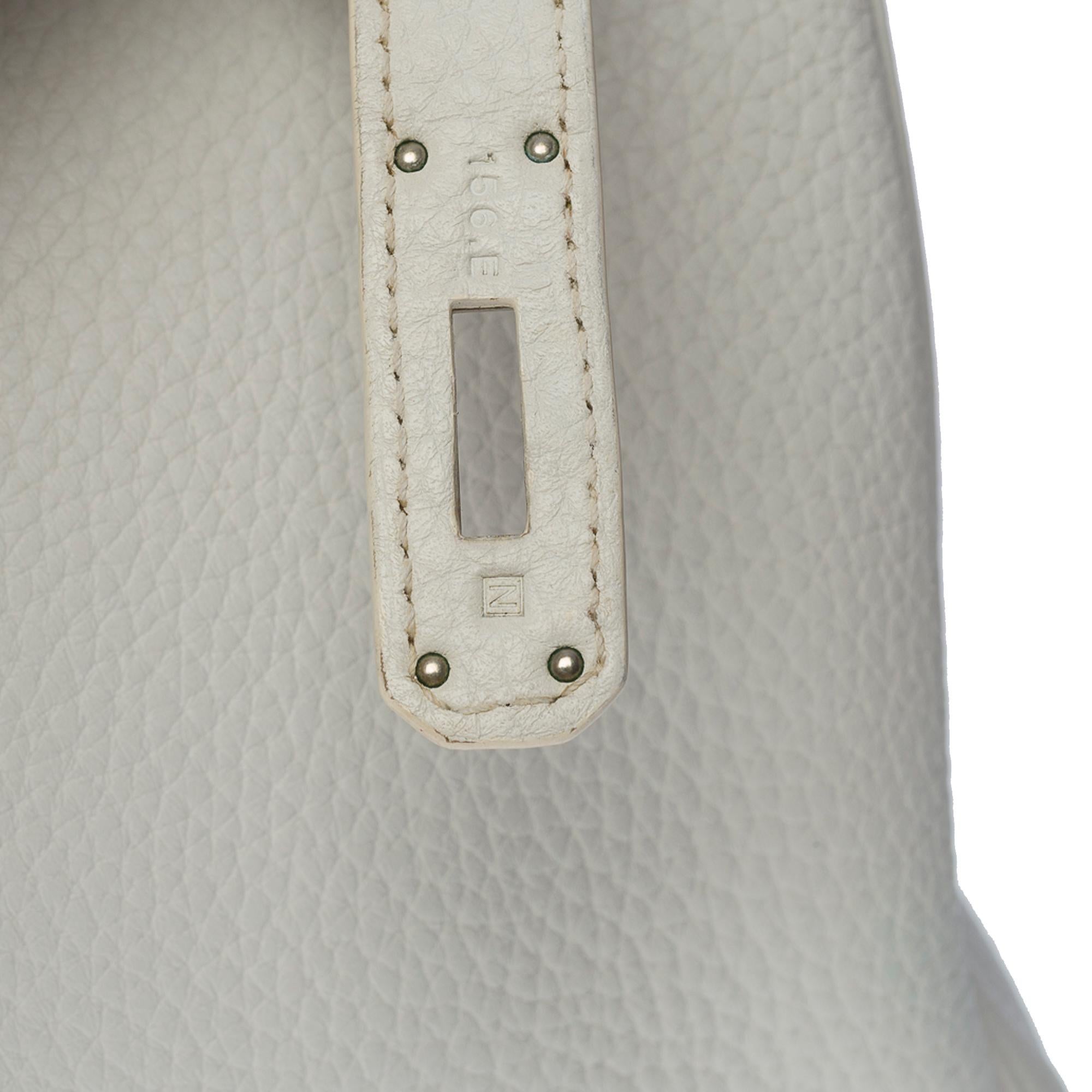Stunning Hermès Birkin 35 handbag in white Togo leather, SHW 1