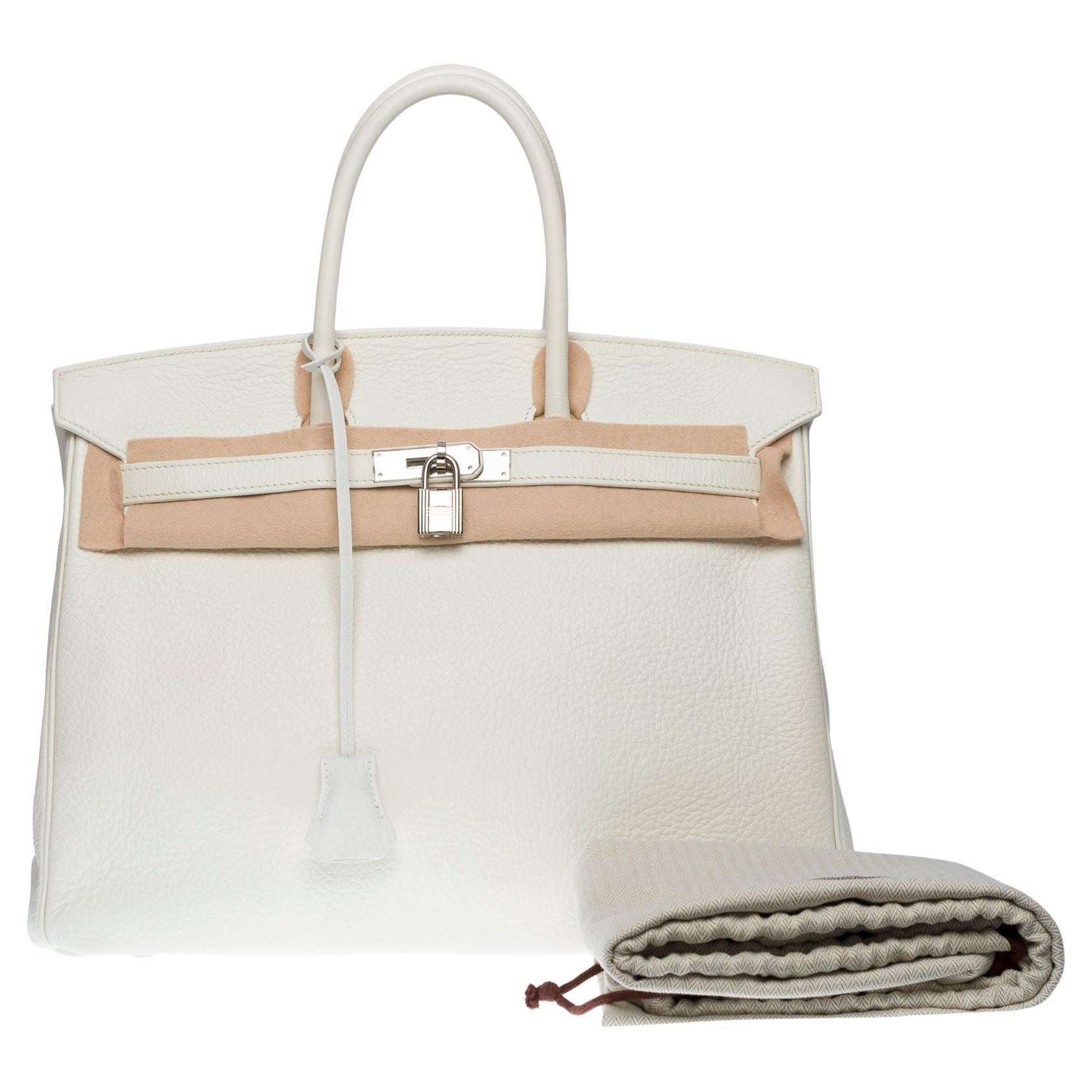 Stunning Hermès Birkin 35 handbag in white Togo leather, SHW