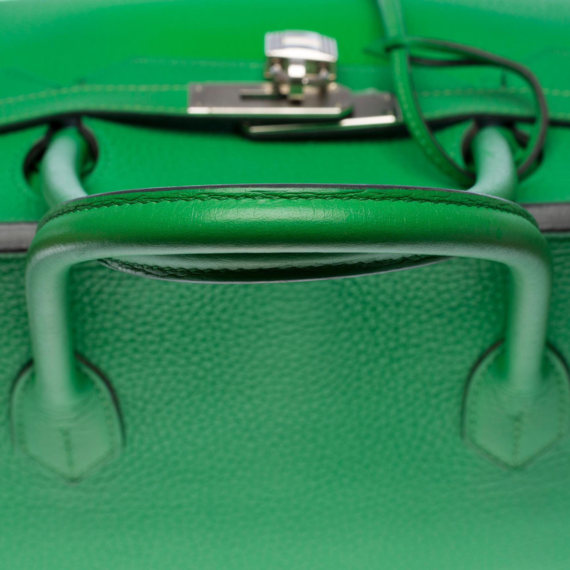 Stunning Hermes Birkin 40 handbag in Green Bamboo Togo leather, PHW For Sale 6