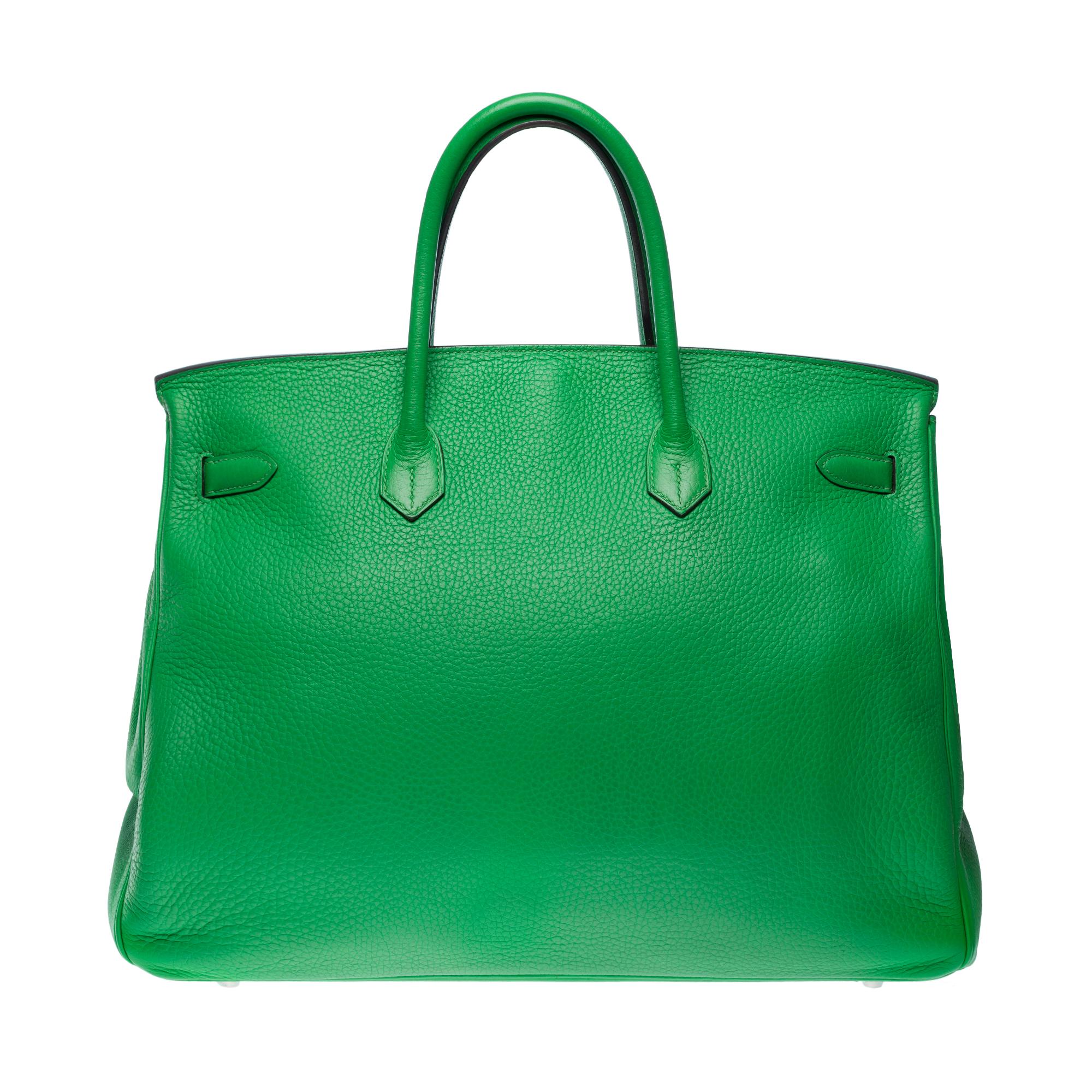 Women's or Men's Stunning Hermes Birkin 40 handbag in Green Bamboo Togo leather, PHW For Sale
