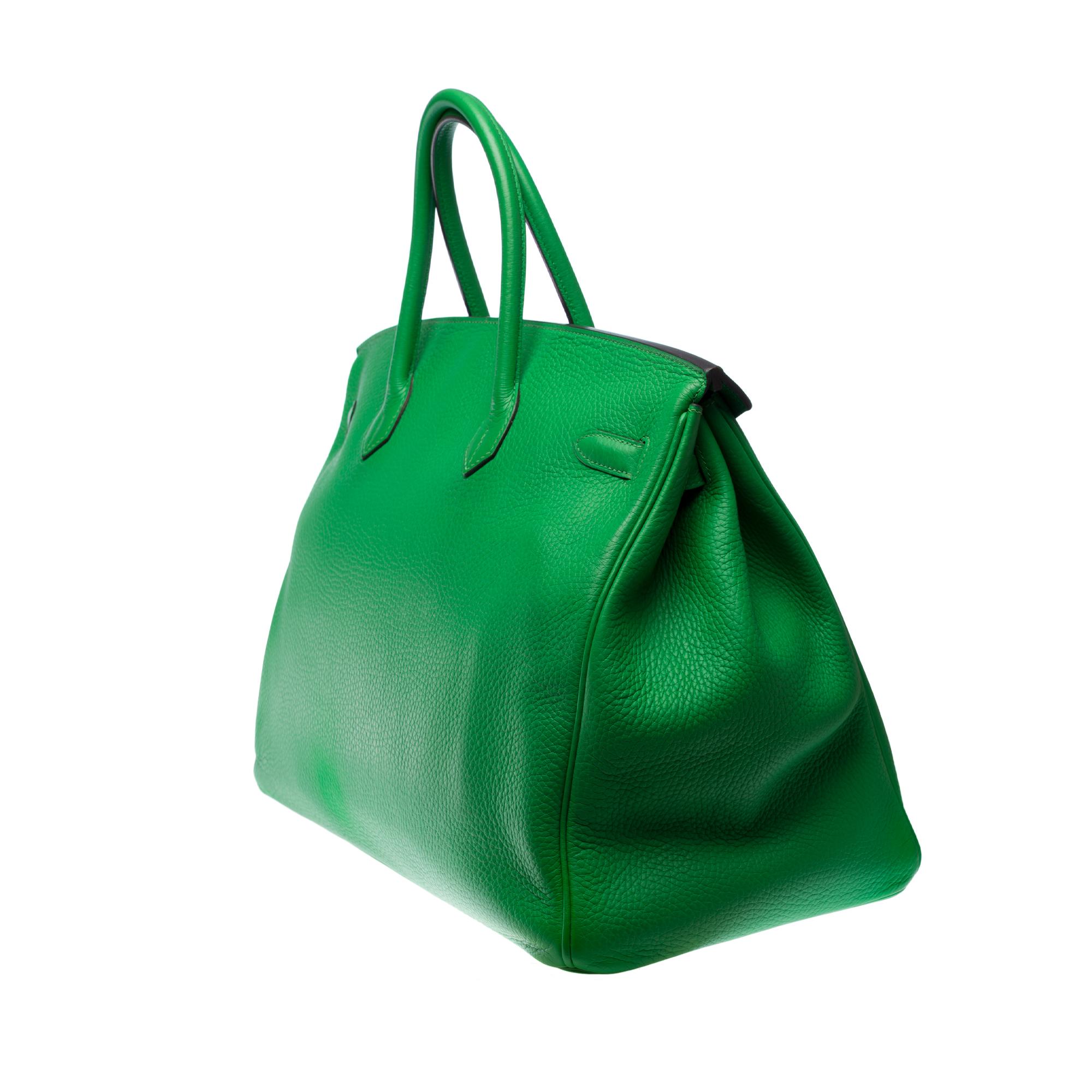 Stunning Hermes Birkin 40 handbag in Green Bamboo Togo leather, PHW For Sale 2