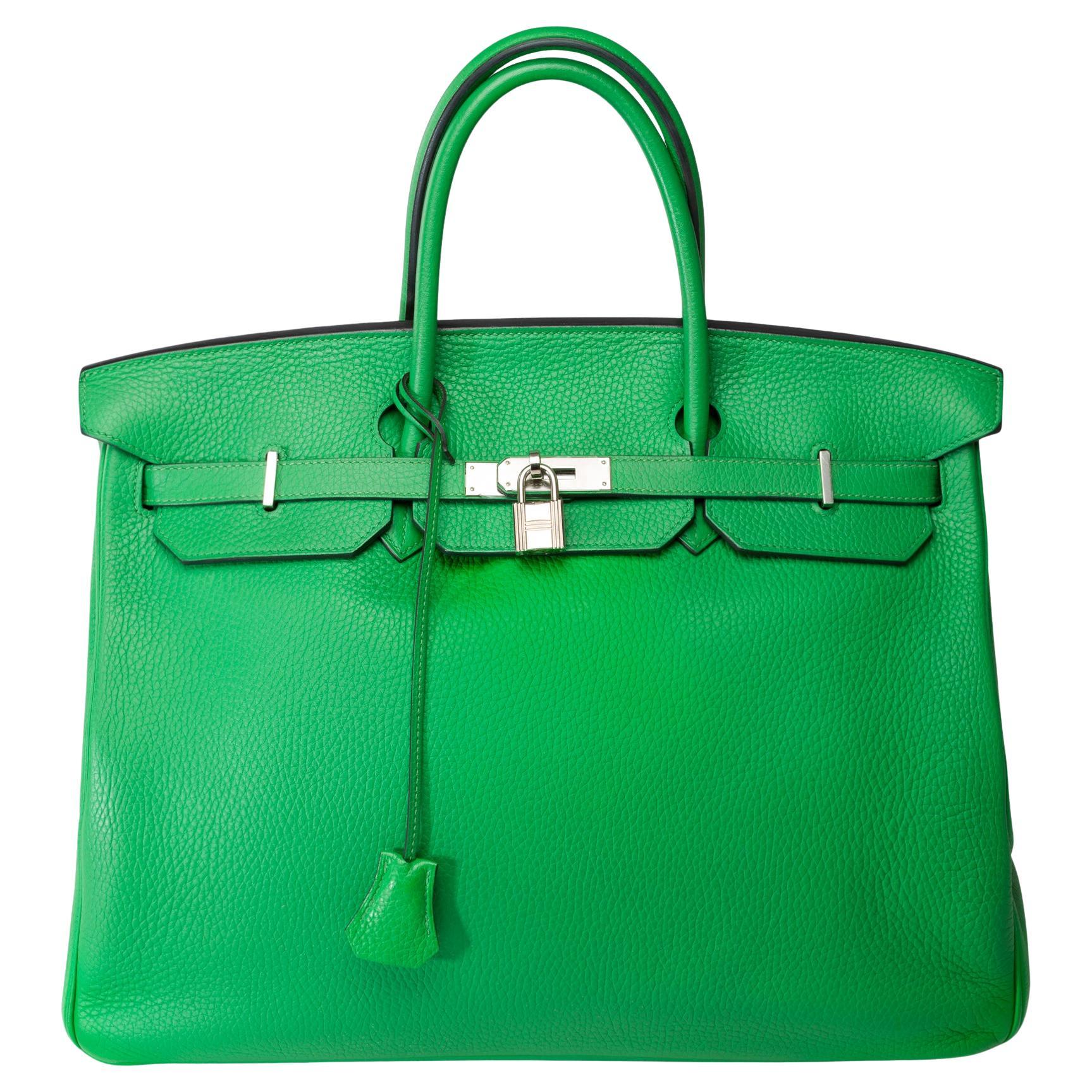Stunning Hermes Birkin 40 handbag in Green Bamboo Togo leather, PHW