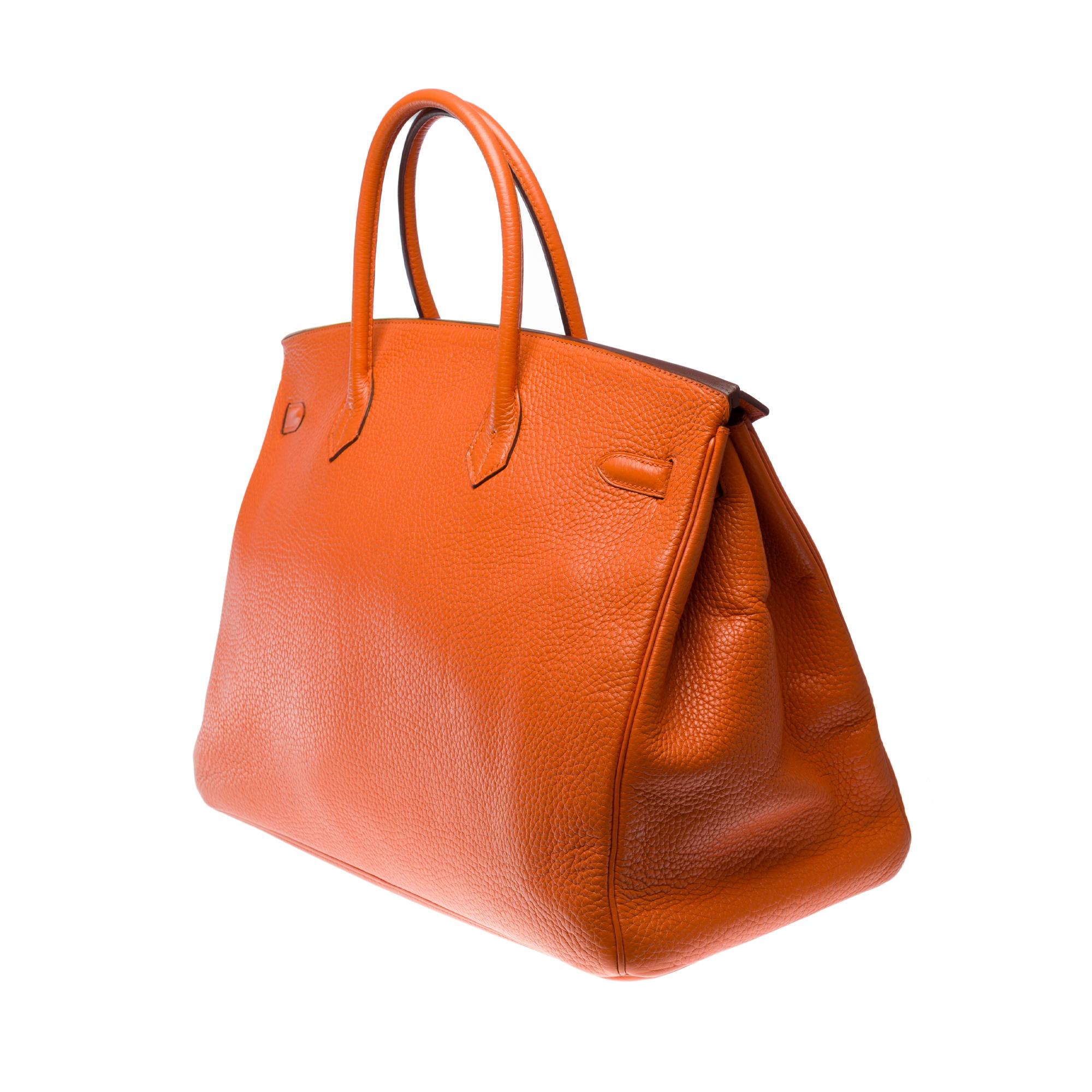 Stunning Hermes Birkin 40 handbag in Orange H Togo leather, GHW 1