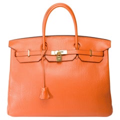 Stunning Hermes Birkin 40 handbag in Orange H Togo leather, GHW