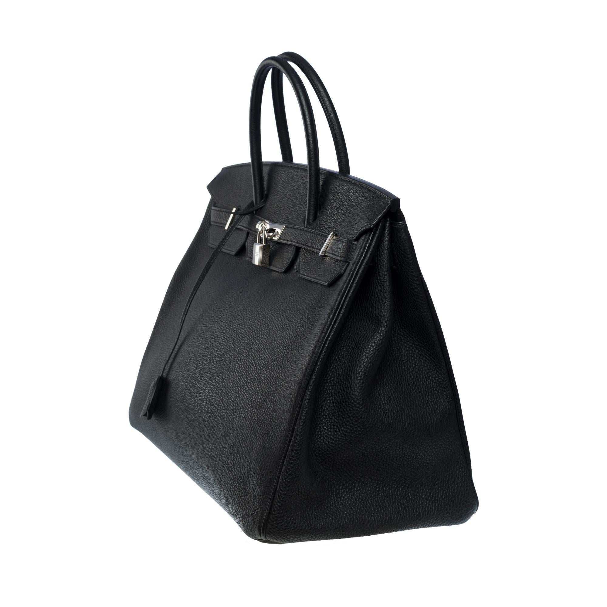  Superbe sac à main Hermès Birkin 40 cm en cuir togo noir, SHW Unisexe 
