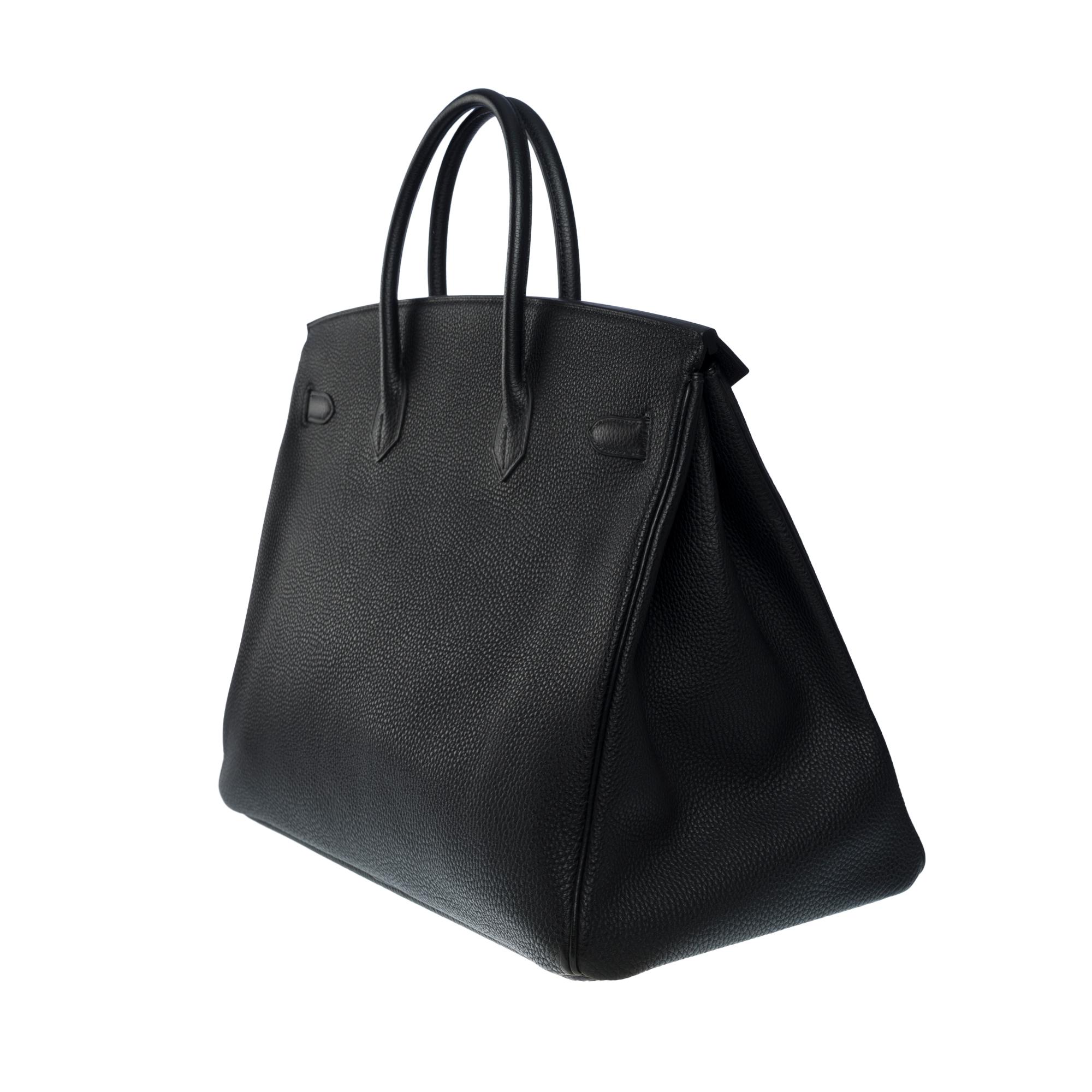 Superbe sac à main Hermès Birkin 40 cm en cuir togo noir, SHW 1