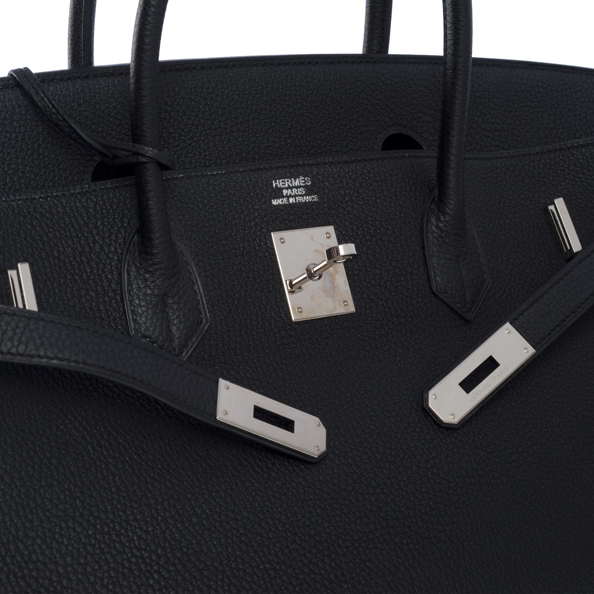 Superbe sac à main Hermès Birkin 40 cm en cuir togo noir, SHW 2