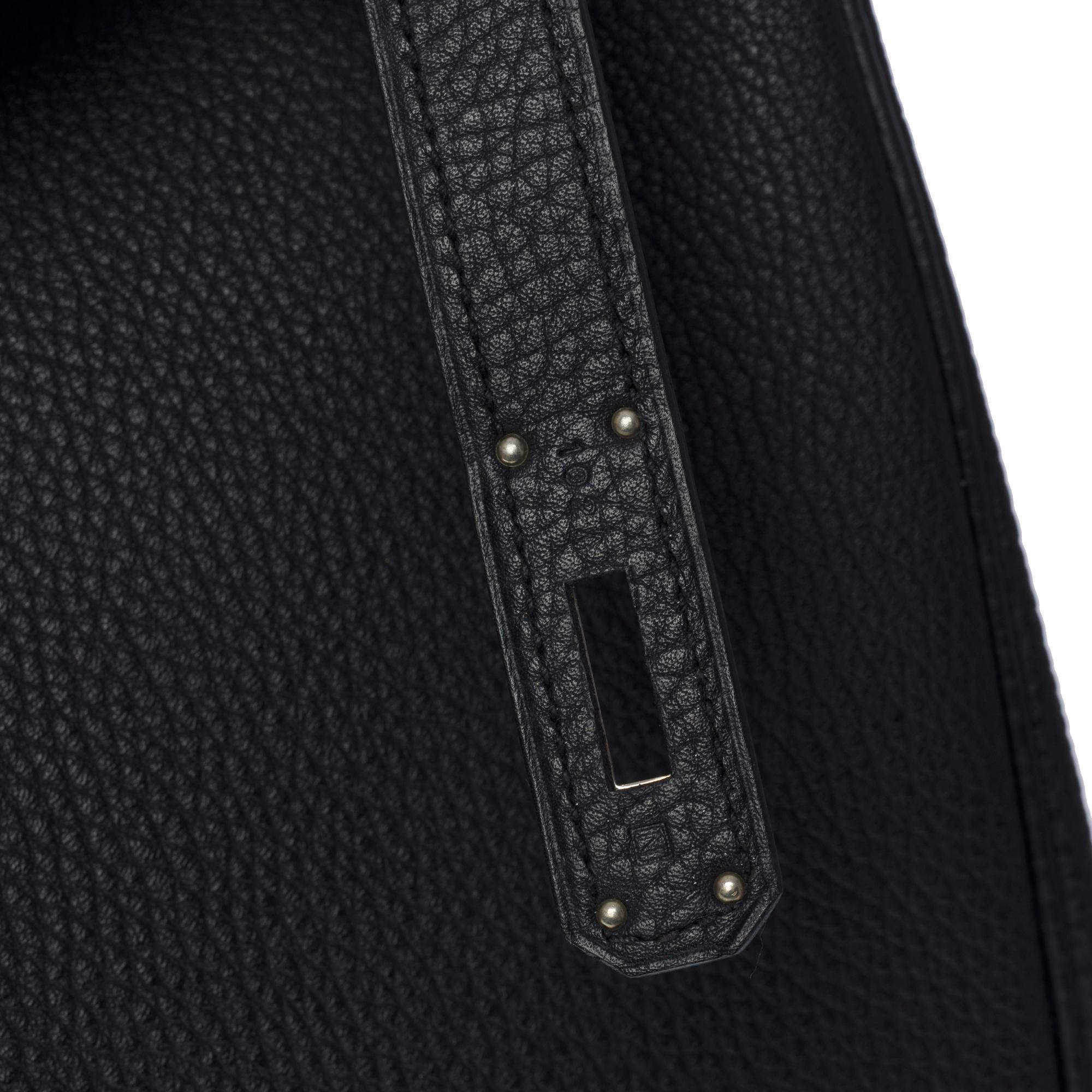 Superbe sac à main Hermès Birkin 40 cm en cuir togo noir, SHW 3
