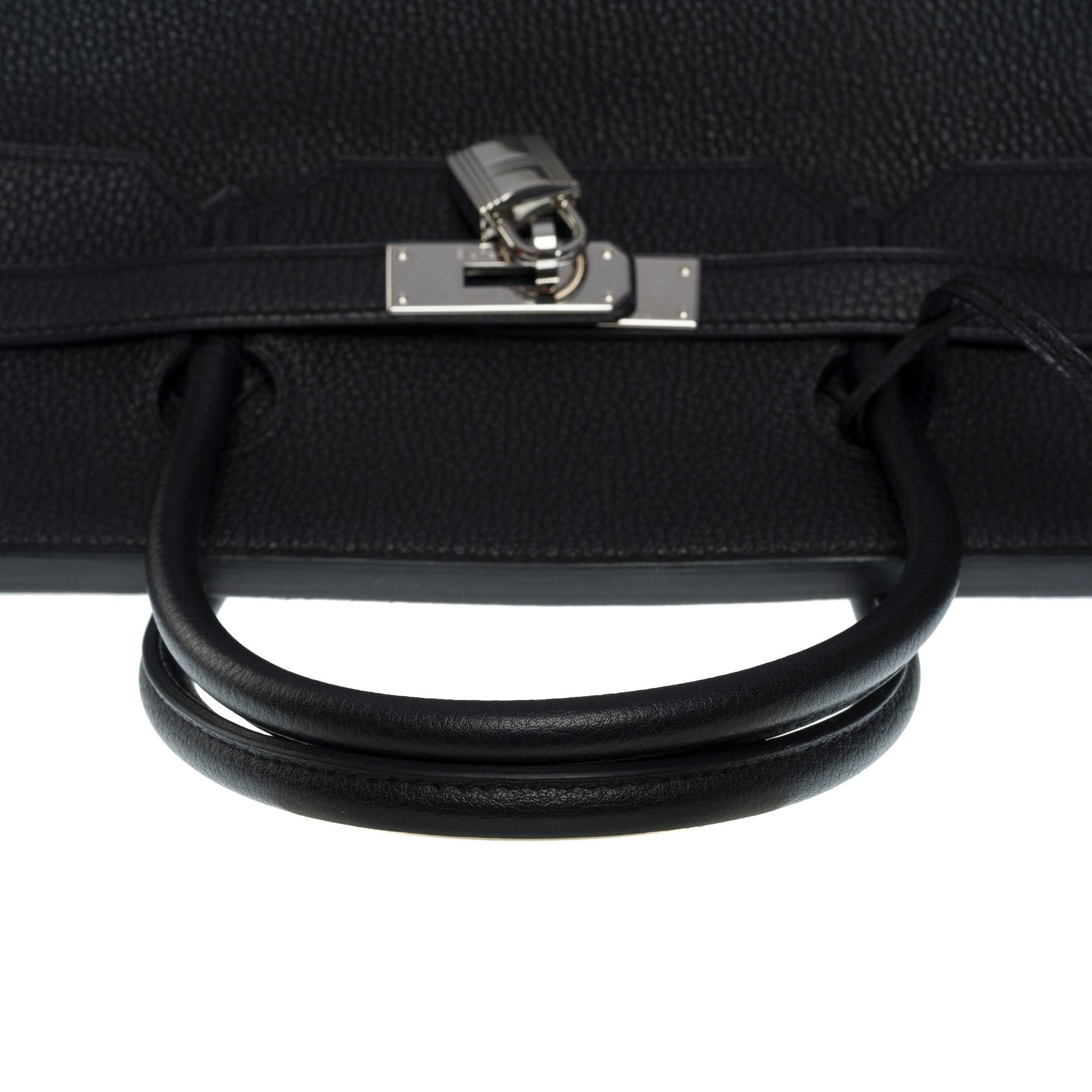 Superbe sac à main Hermès Birkin 40 cm en cuir togo noir, SHW 5