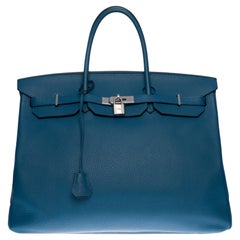 Atemberaubende Hermes Birkin 40cm Handtasche aus blauem kobaltfarbenem Togo-Leder, SHW