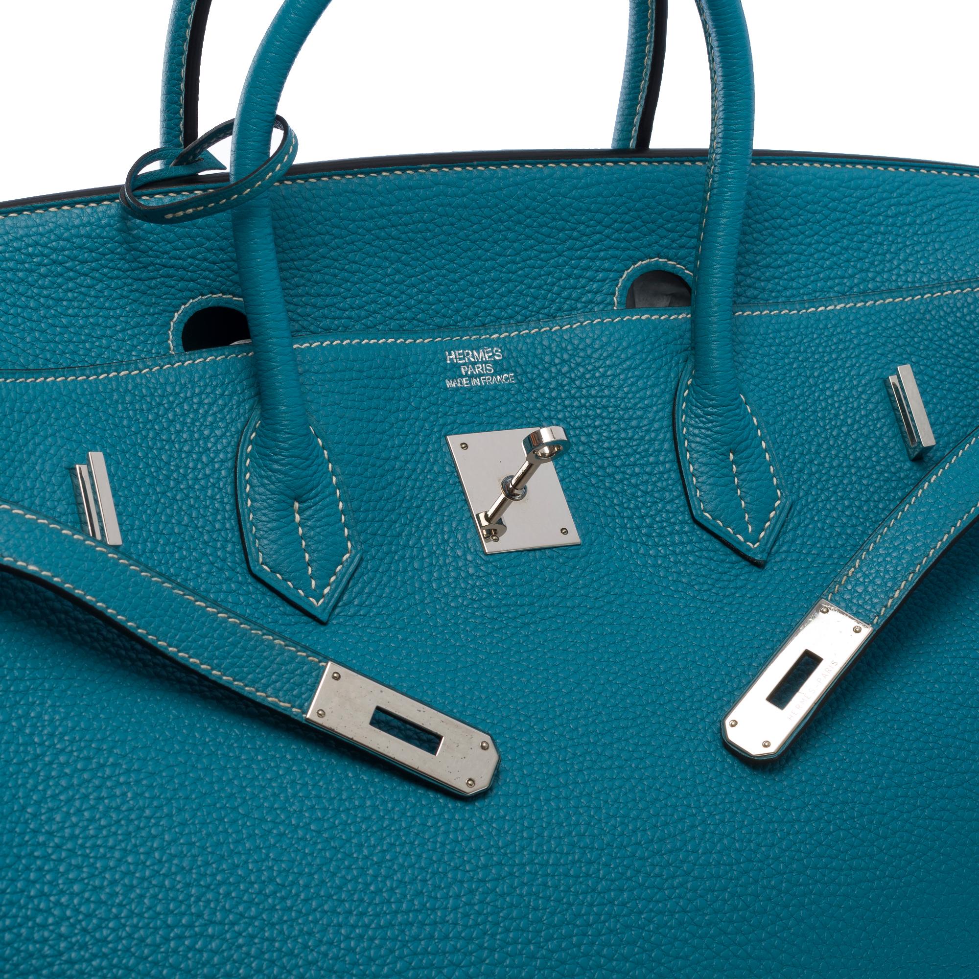 Stunning Hermes Birkin 40cm handbag in Blue Jean Togo leather, SHW 1