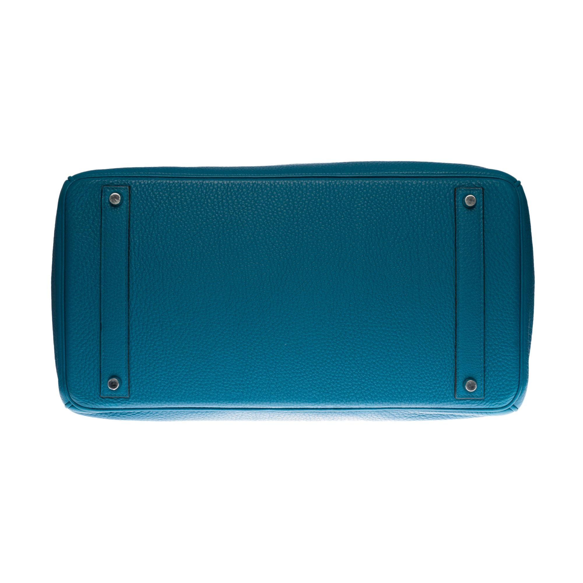 Stunning Hermes Birkin 40cm handbag in Blue Pétrole Togo leather, SHW 3