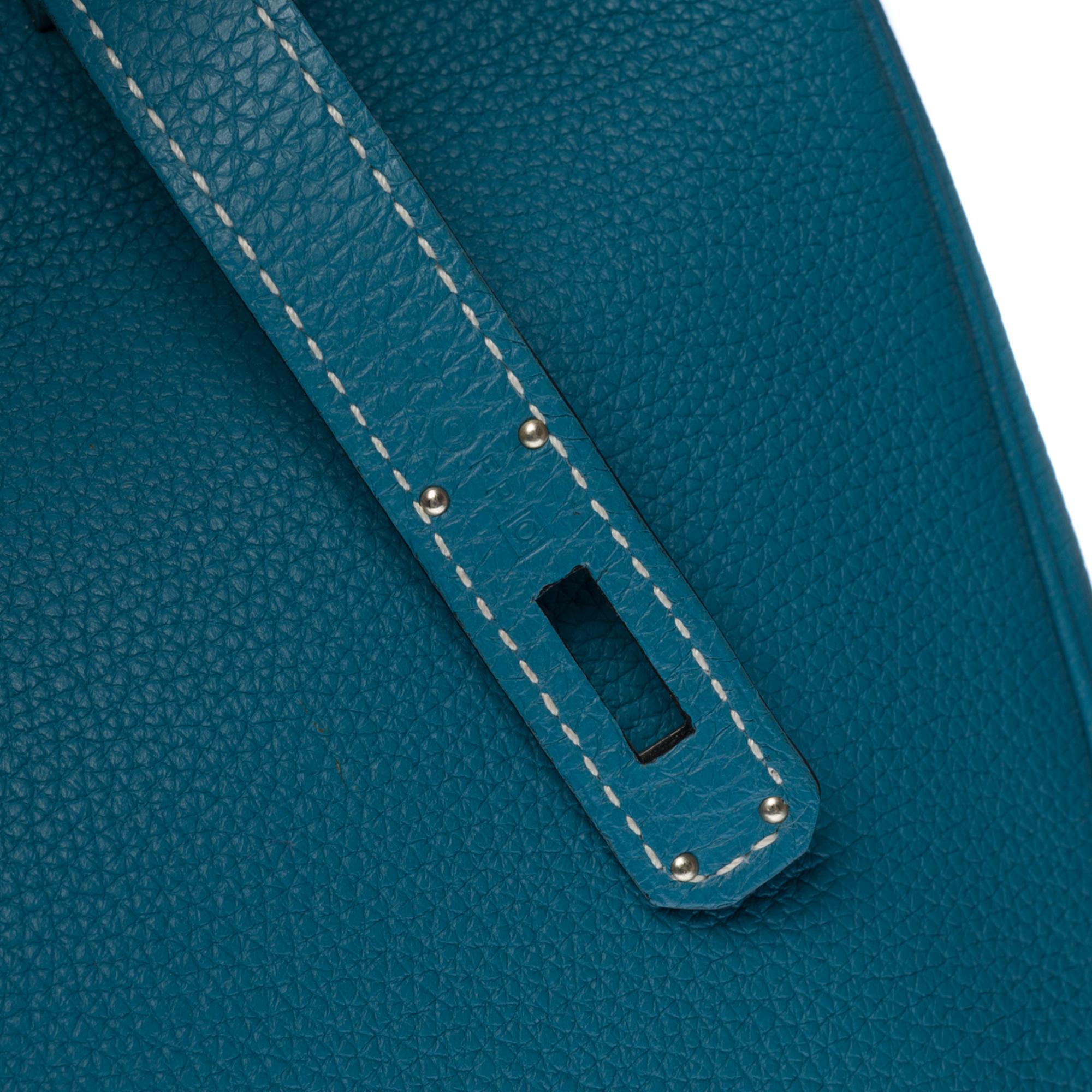 Stunning Hermes Birkin 40cm handbag in Blue Pétrole Togo leather, SHW 2