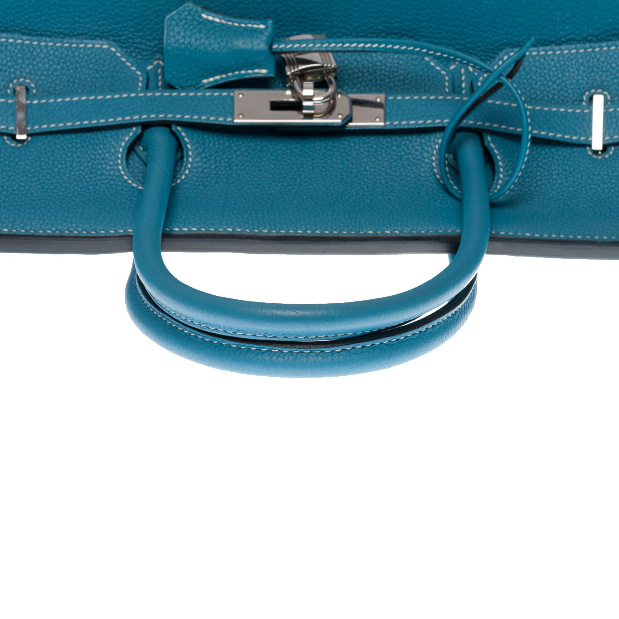 Stunning Hermes Birkin 40cm handbag in Blue Pétrole Togo leather, SHW 4