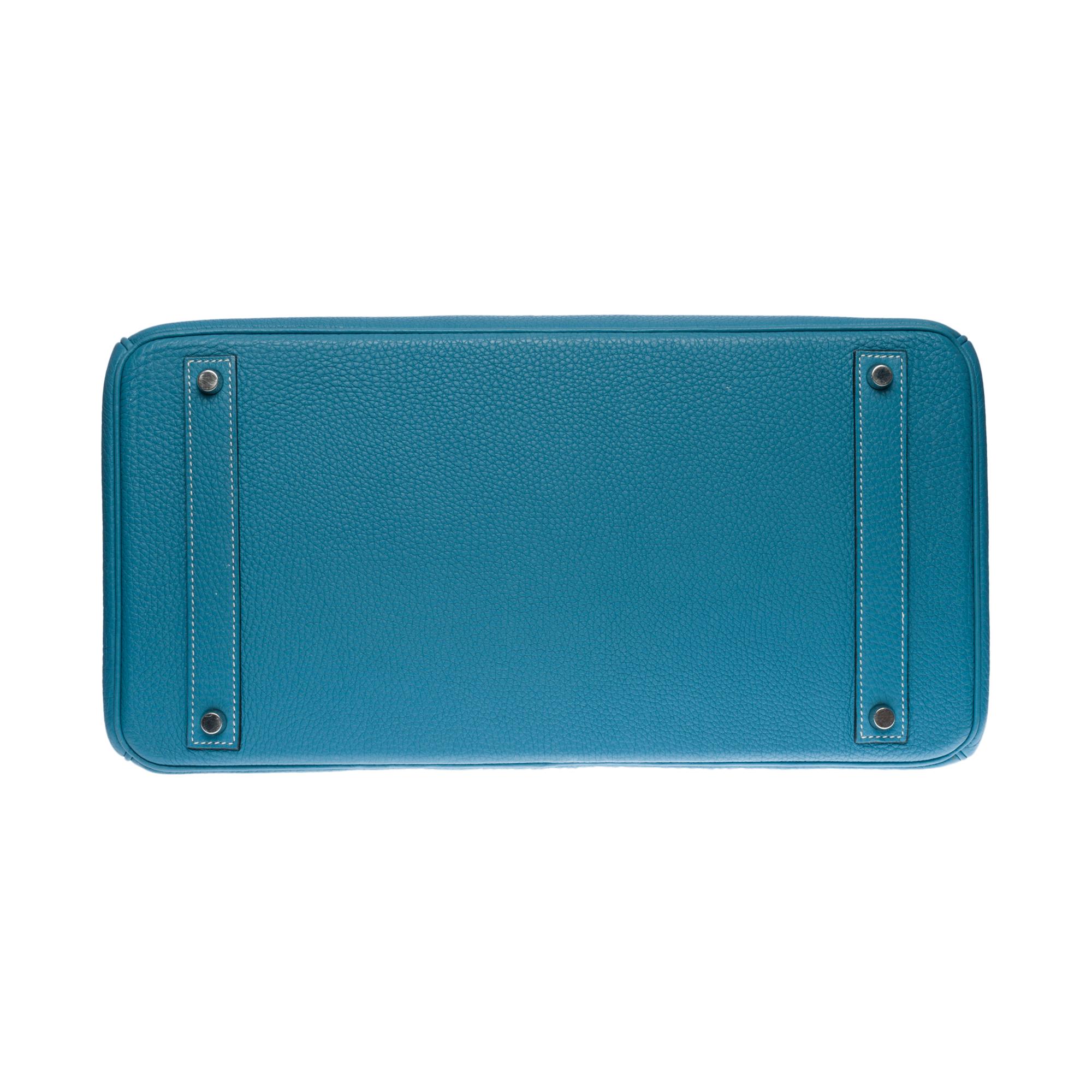 Stunning Hermes Birkin 40cm handbag in Blue Pétrole Togo leather, SHW 5