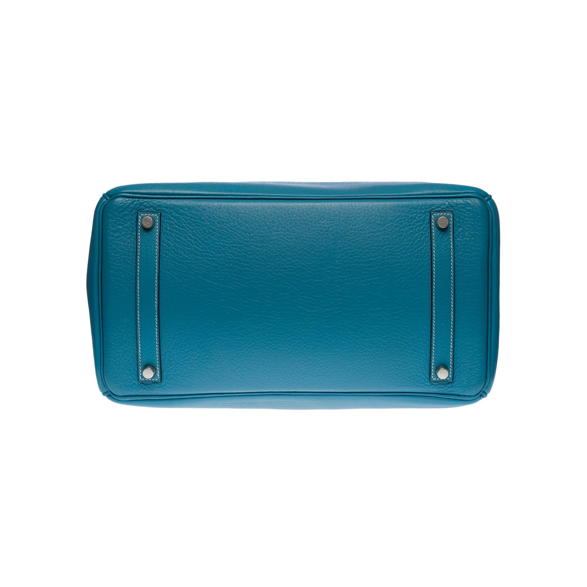 Stunning Hermes Birkin 40cm handbag in Blue Pétrole Togo leather, SHW 3