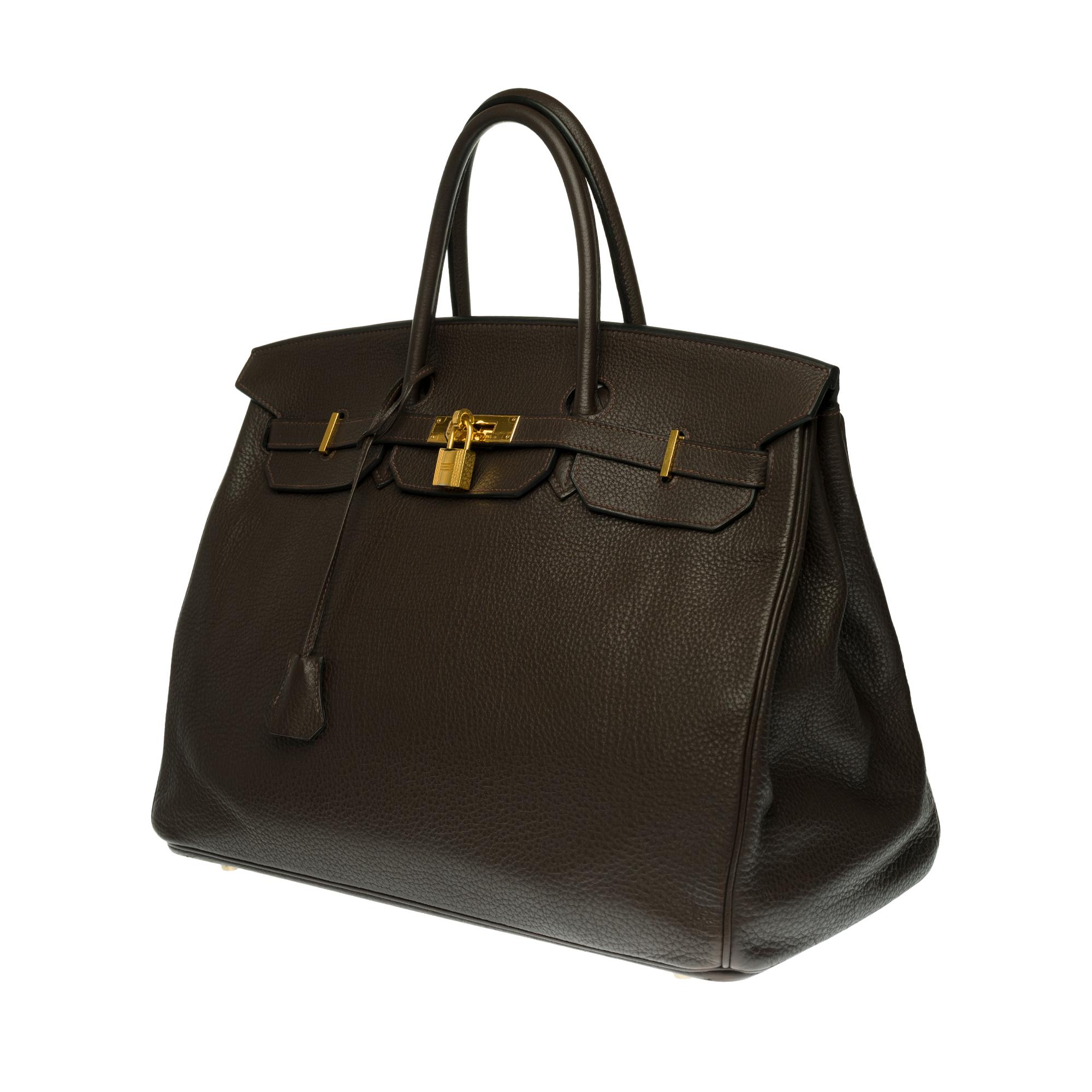 Black Stunning Hermes Birkin 40cm handbag in Brown Togo leather with gold hardware