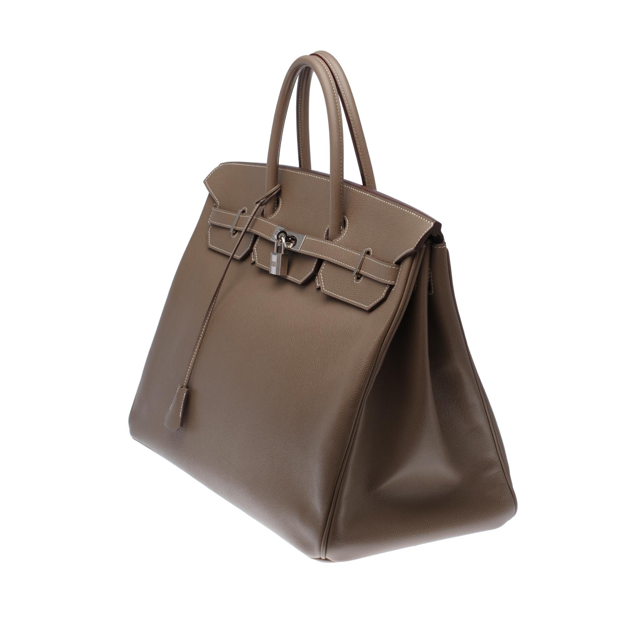 Gray Stunning Hermes Birkin 40cm handbag in Brown Togo leather with gold hardware
