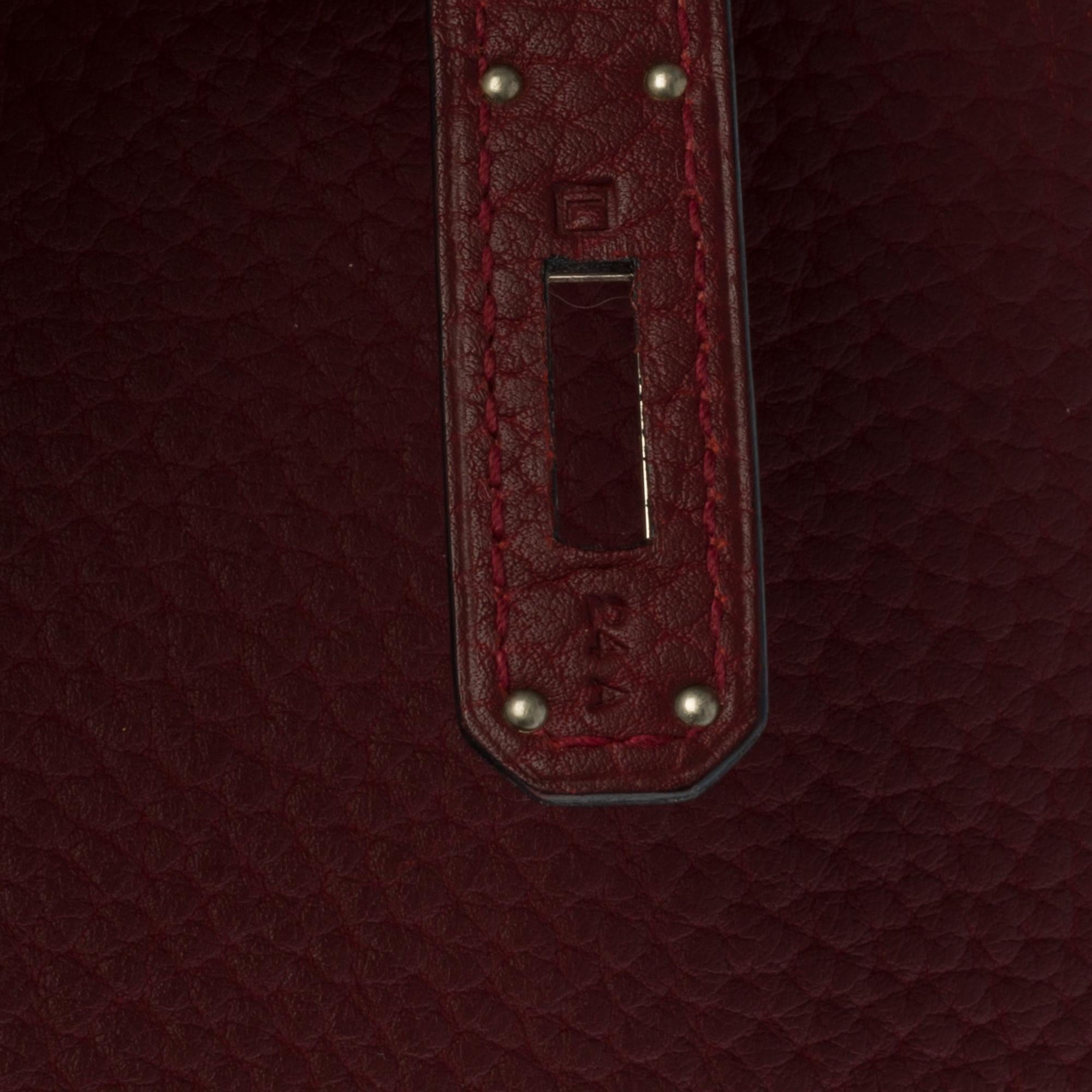 Stunning Hermes Birkin 40cm handbag in burgundy Fjord leather, silver hardware 1
