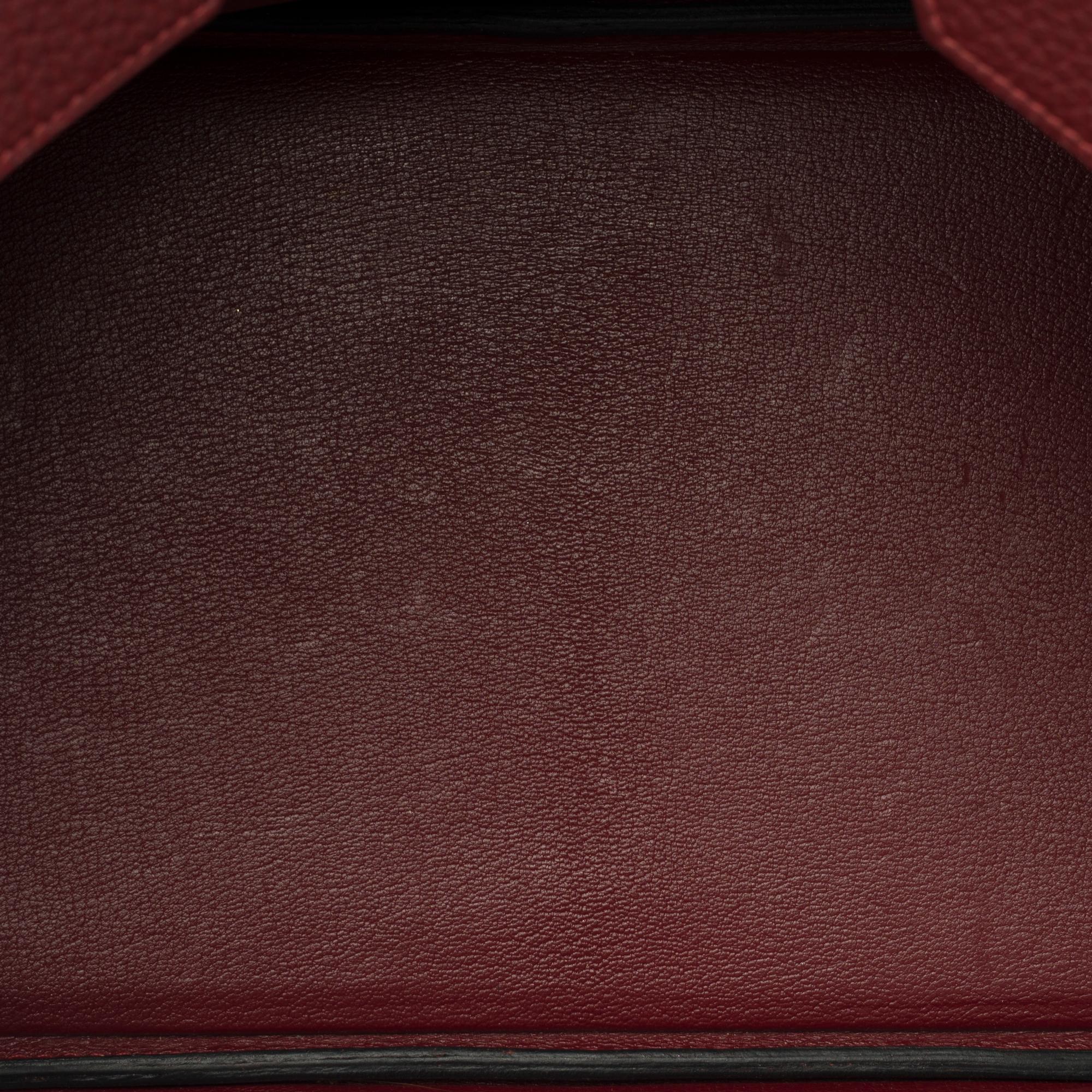 Stunning Hermes Birkin 40cm handbag in burgundy Fjord leather, silver hardware 2