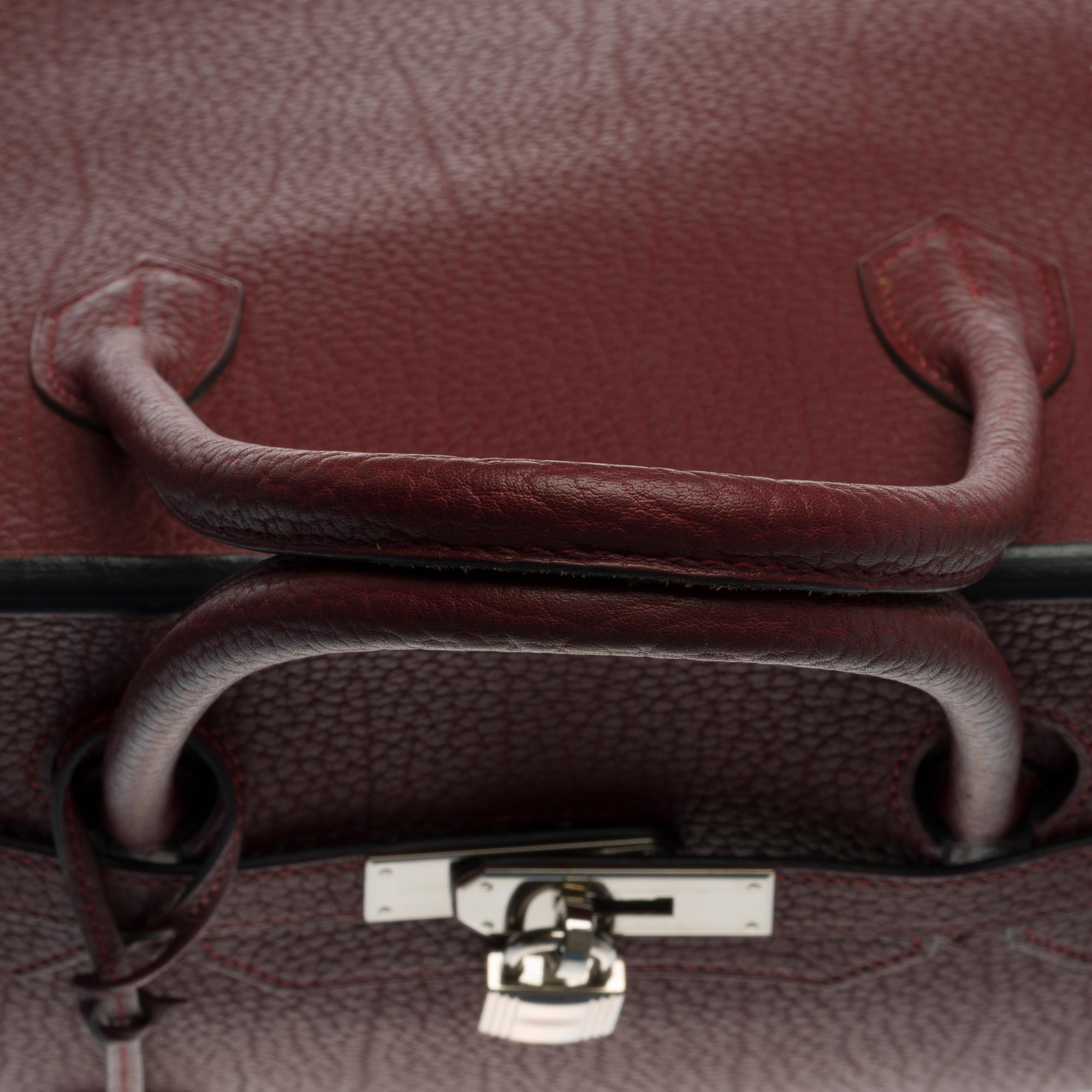 Stunning Hermes Birkin 40cm handbag in burgundy Fjord leather, silver hardware 3