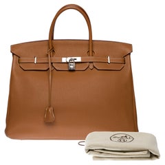 Superbe sac à main Hermès Birkin 40cm en cuir Camel Togo, SHW