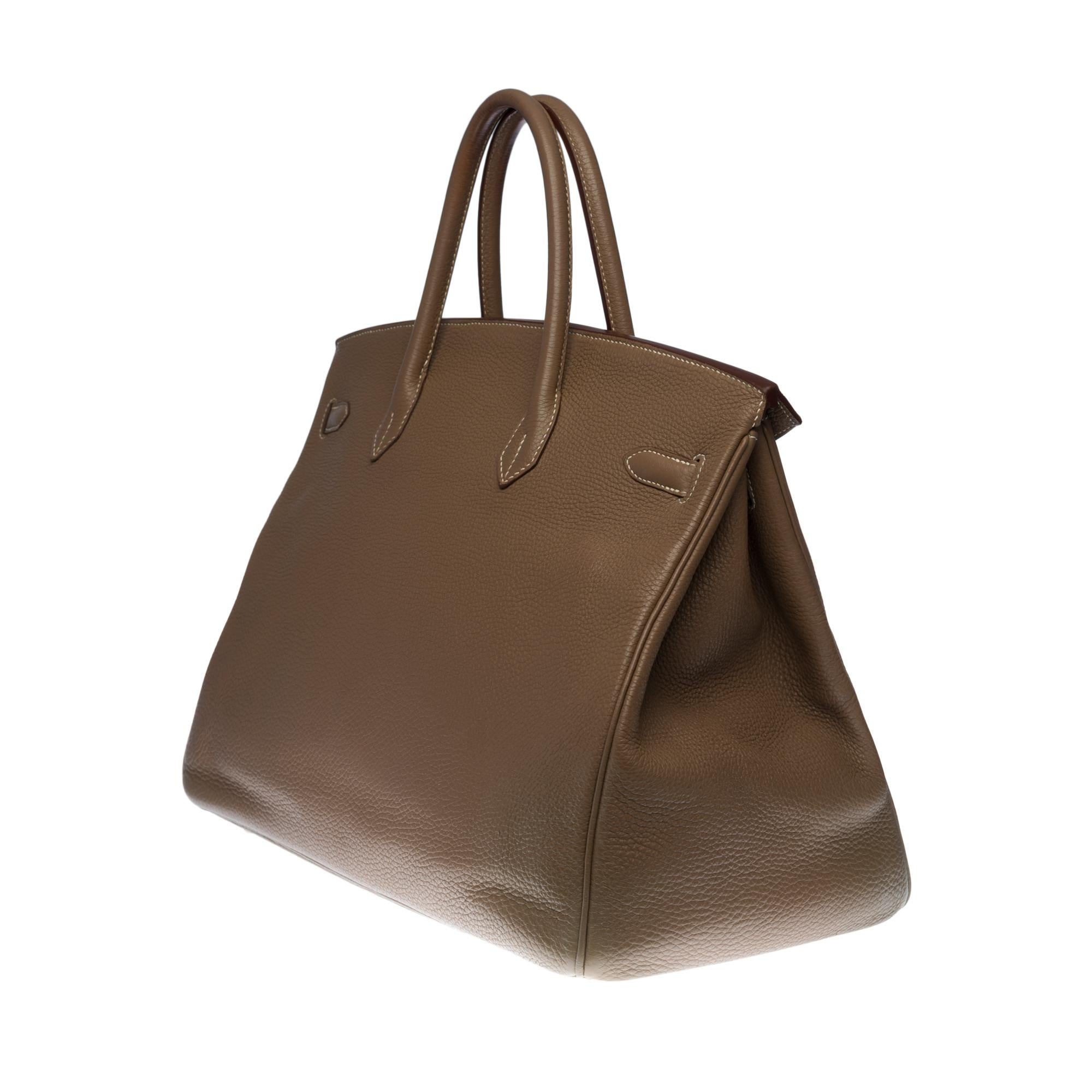 Brown Stunning Hermes Birkin 40cm handbag in Etoupe Togo leather, SHW