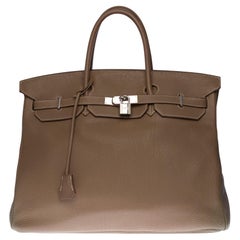Stunning Hermes Birkin 40cm handbag in Etoupe Togo leather, SHW