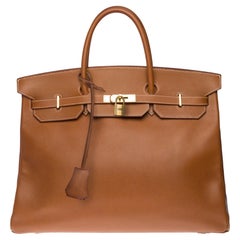 Stunning Hermes Birkin 40cm handbag in Gold Courchevel leather, GHW