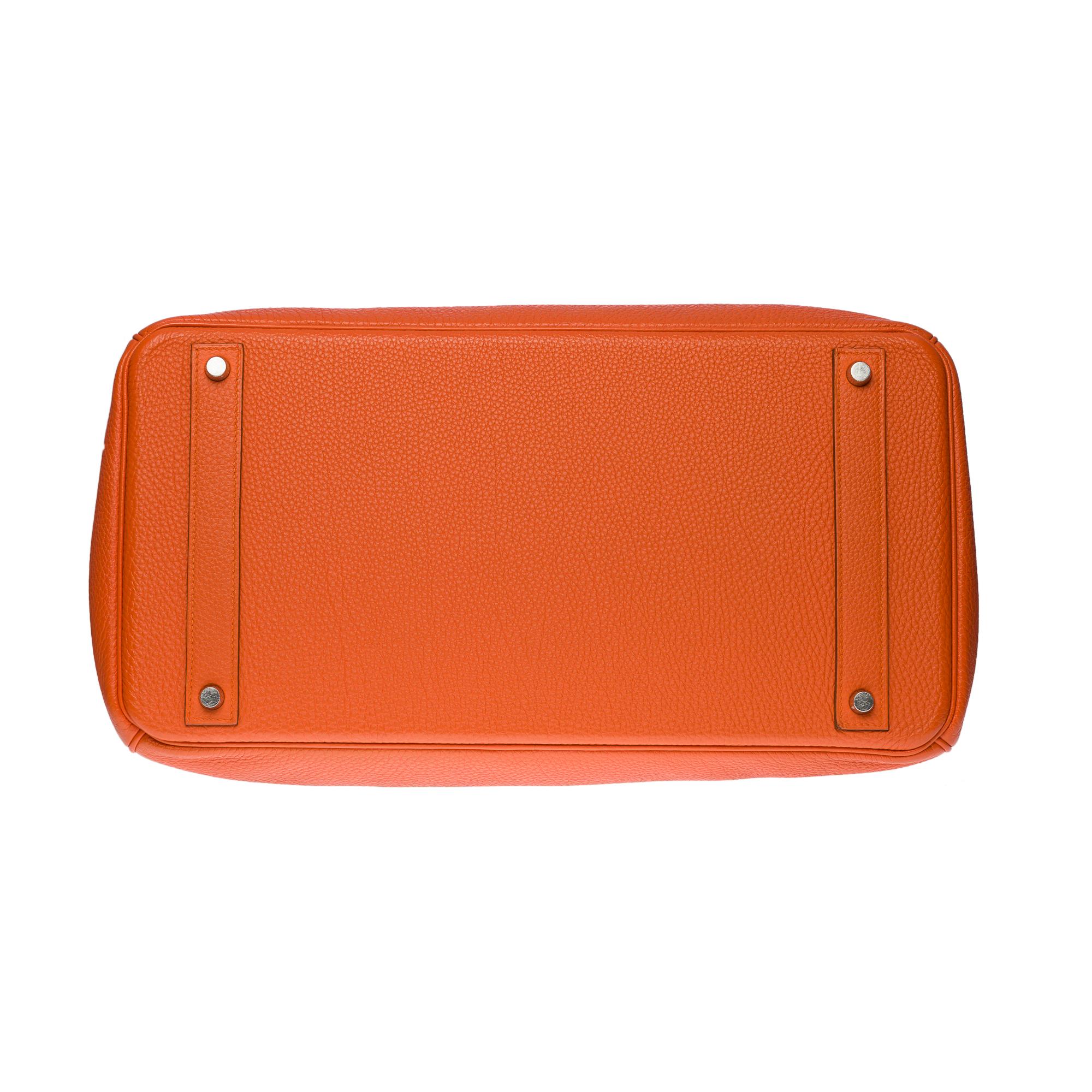 Stunning Hermes Birkin 40cm handbag in Orange Terre battue Togo leather, SHW 6