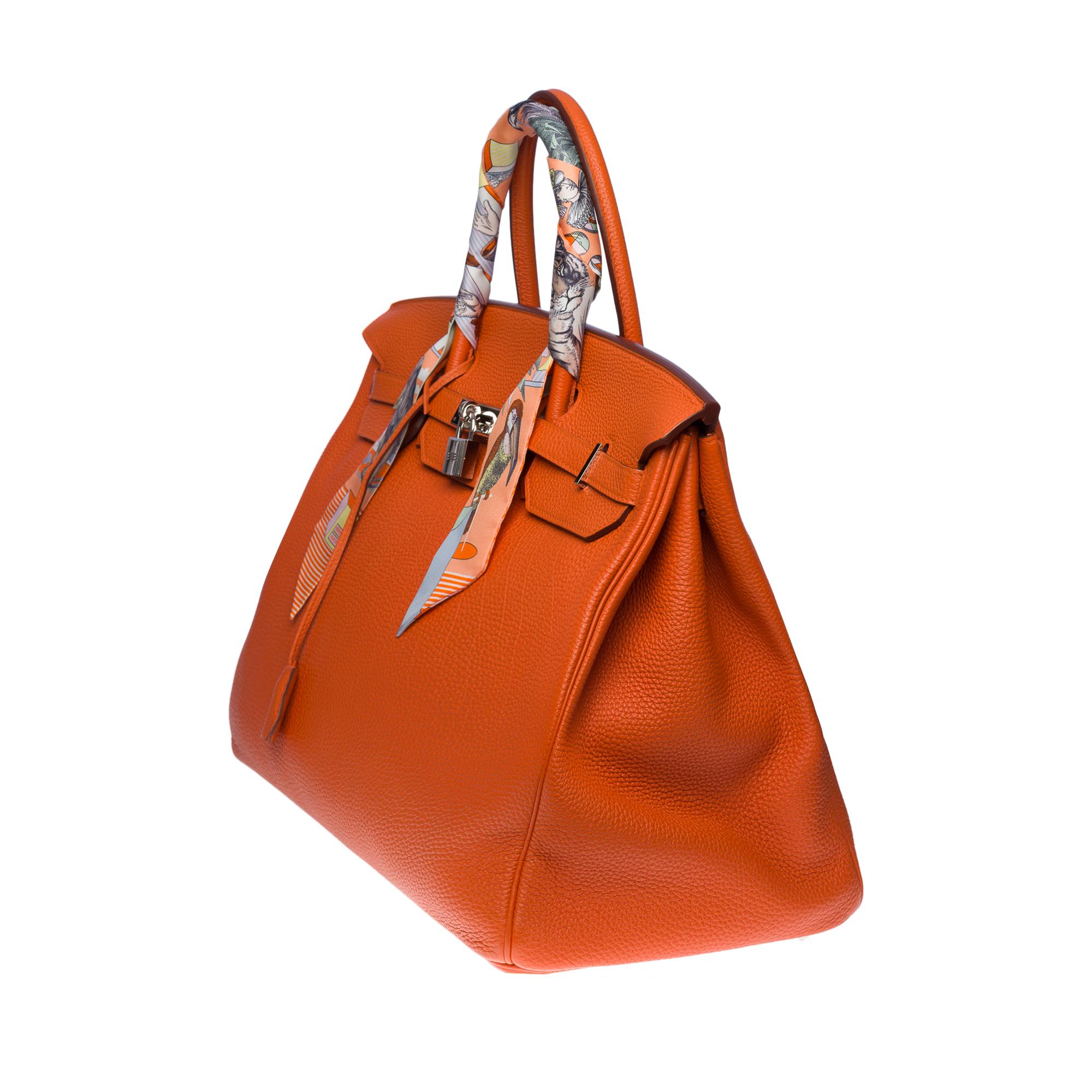 Women's or Men's Stunning Hermes Birkin 40cm handbag in Orange Terre battue Togo leather, SHW