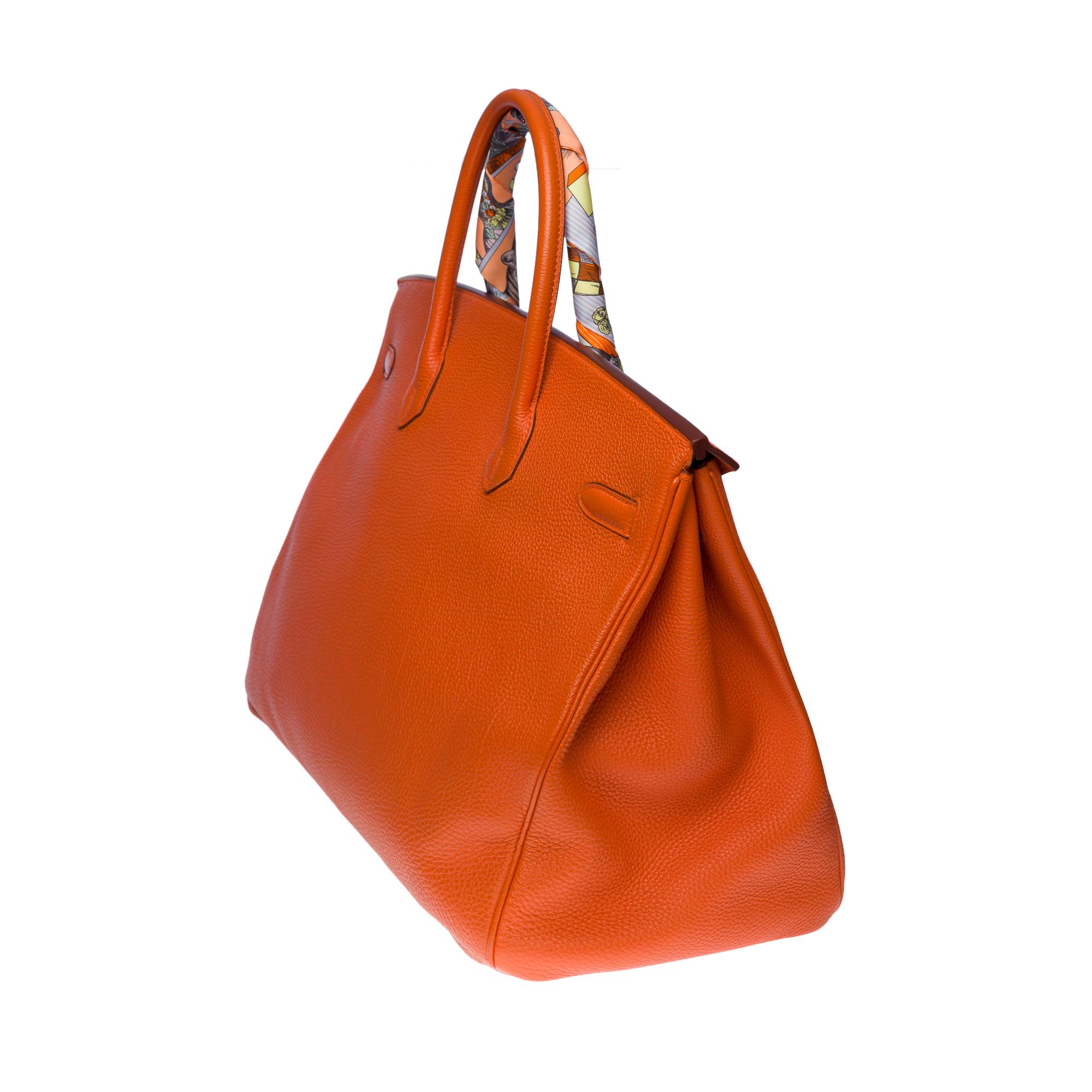 Stunning Hermes Birkin 40cm handbag in Orange Terre battue Togo leather, SHW 1
