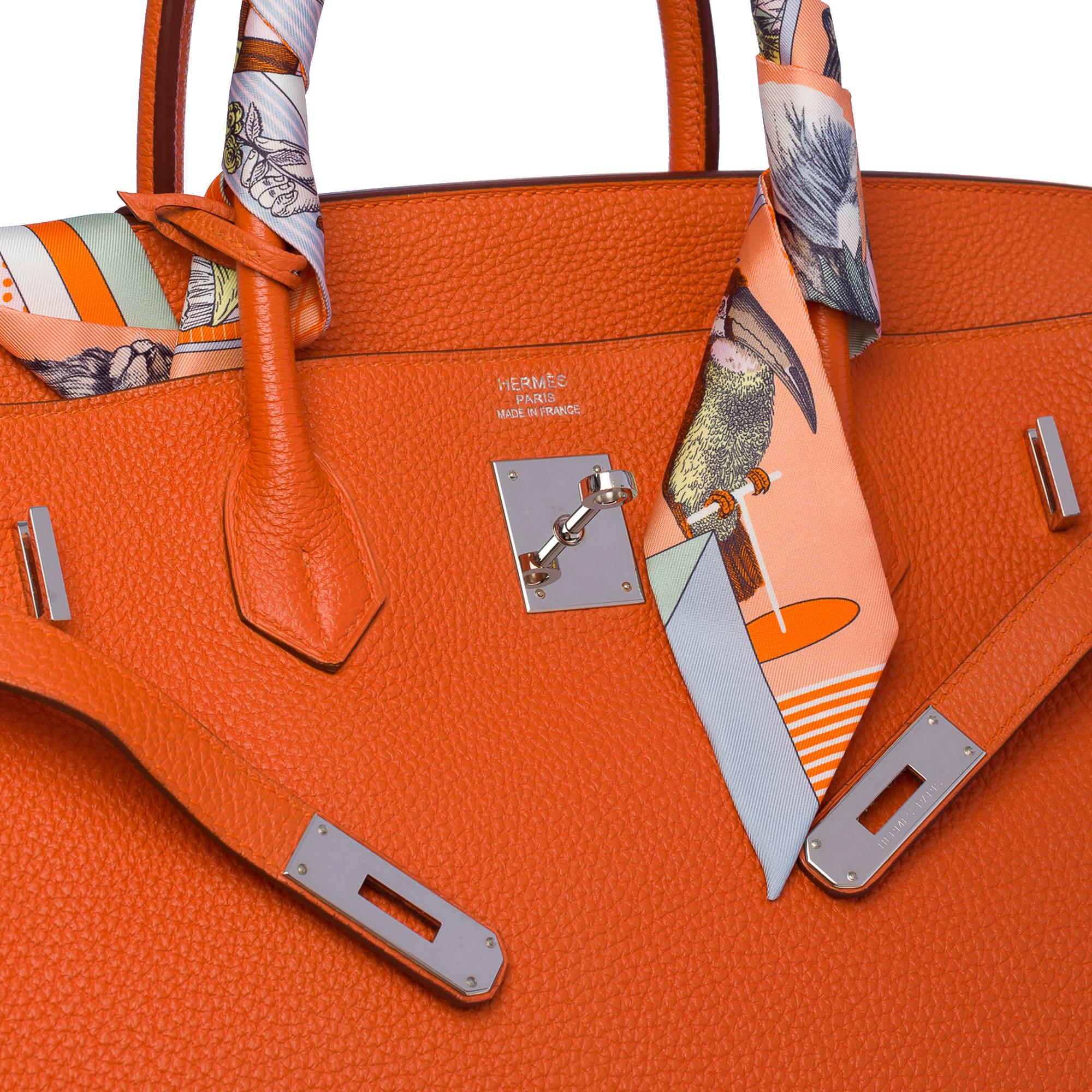 Stunning Hermes Birkin 40cm handbag in Orange Terre battue Togo leather, SHW 2