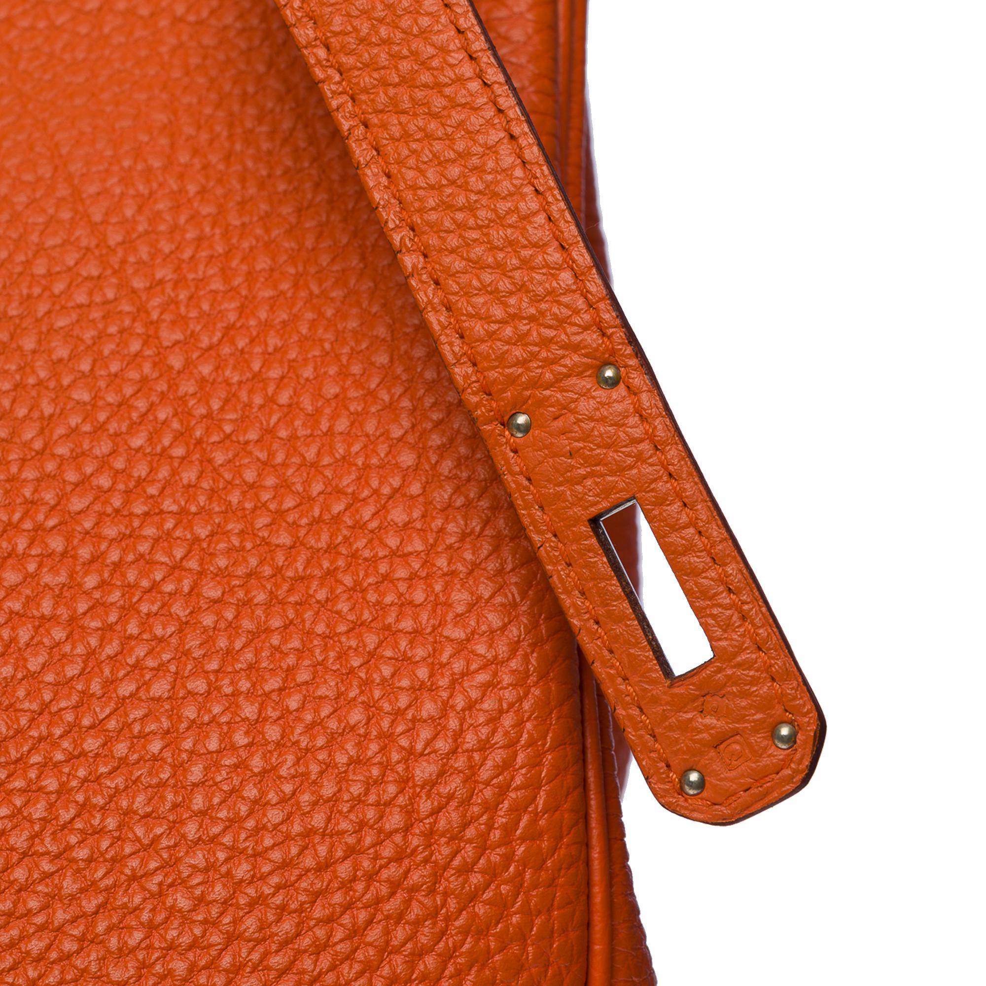 Stunning Hermes Birkin 40cm handbag in Orange Terre battue Togo leather, SHW 3