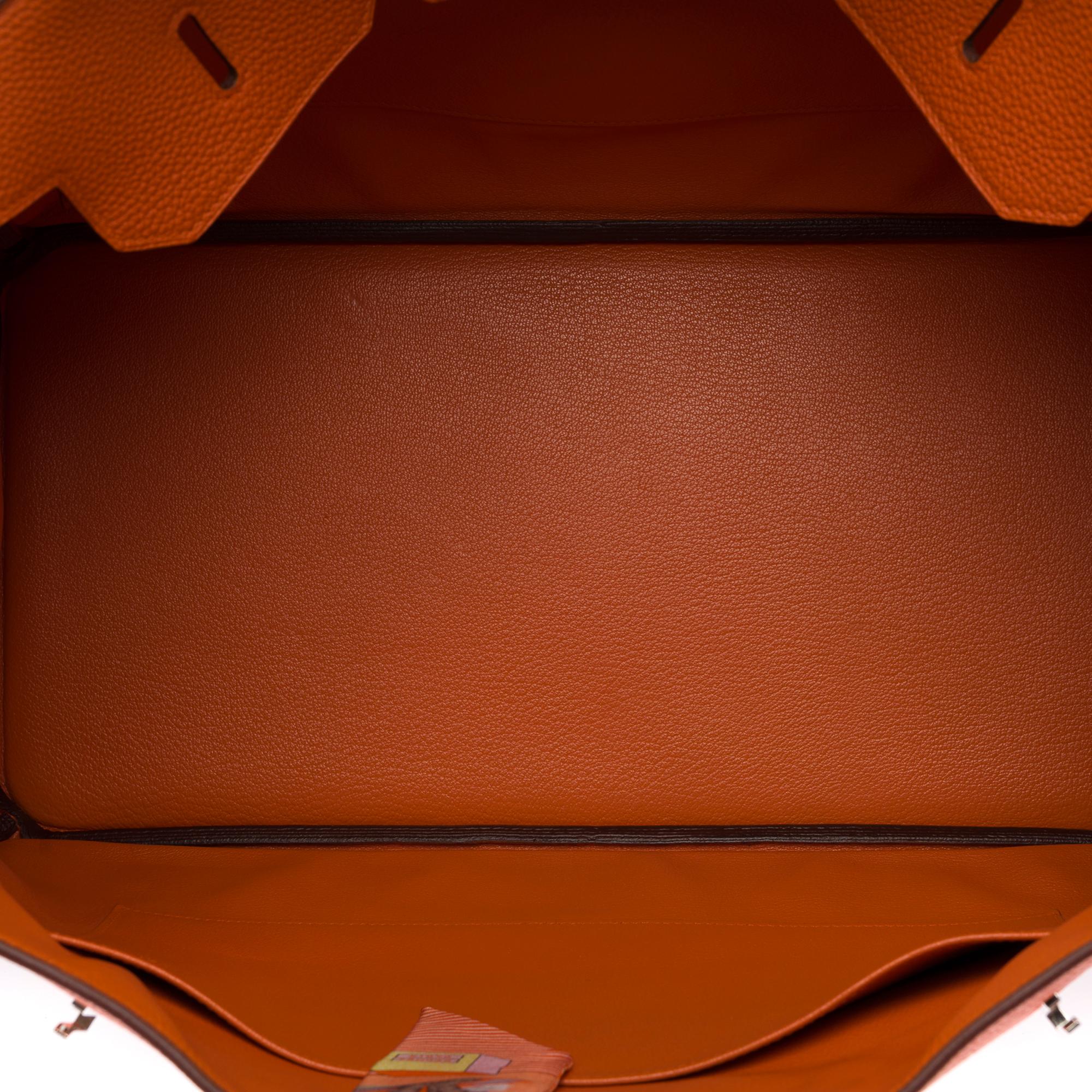 Stunning Hermes Birkin 40cm handbag in Orange Terre battue Togo leather, SHW 4